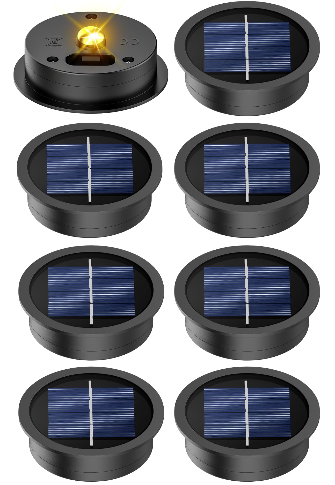 8 Pack Solar Light Replacement Tops(2.76 Inch Top, 2.36 Inch Bottom), Waterproof Replacement Solar Lantern Parts For Outdoor Han