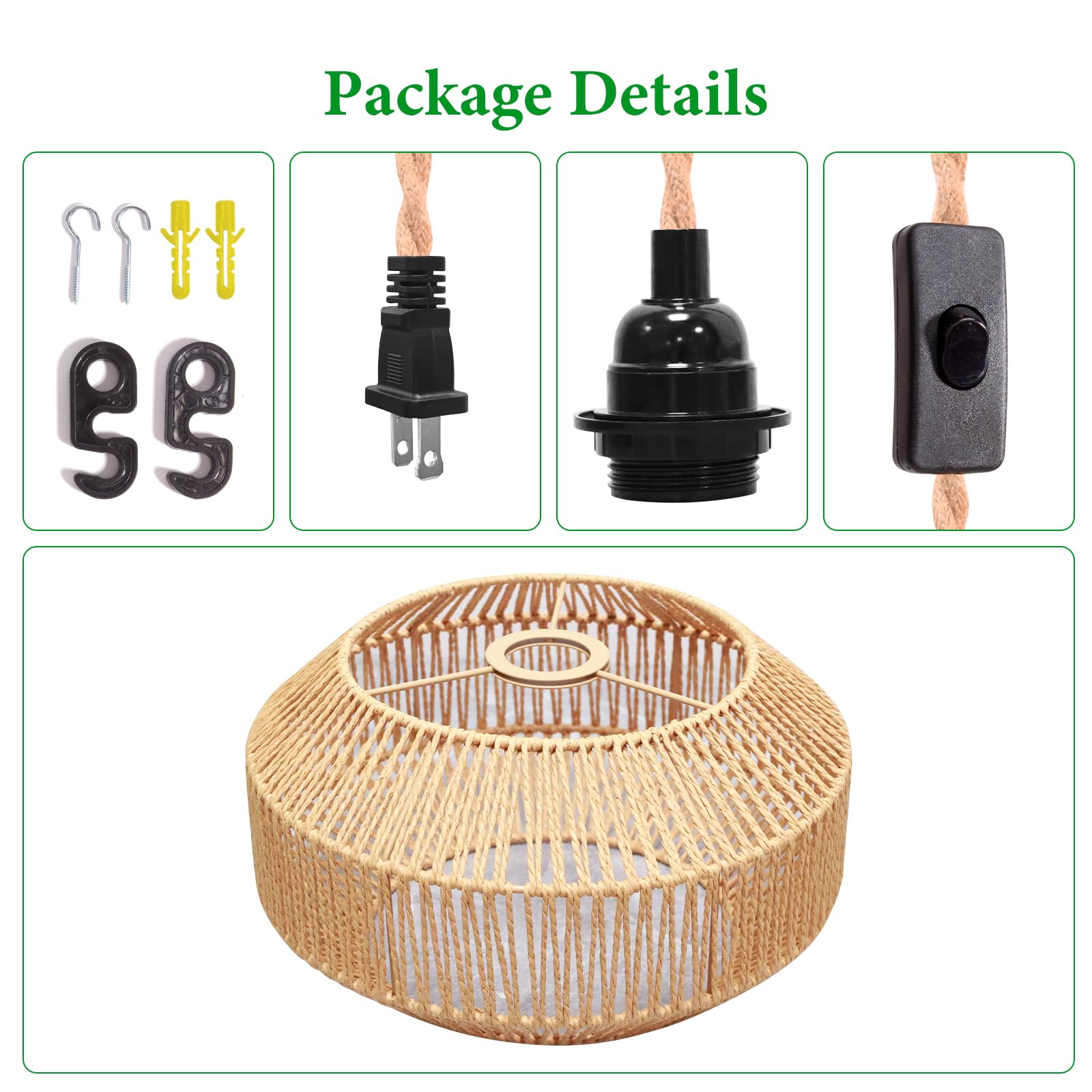 Garvot Hanging Lamp Plug In Pendant Light Rattan Hanging Lights With Plug In Cord Hanging Lamp Hanging Lights With Plug In Cord