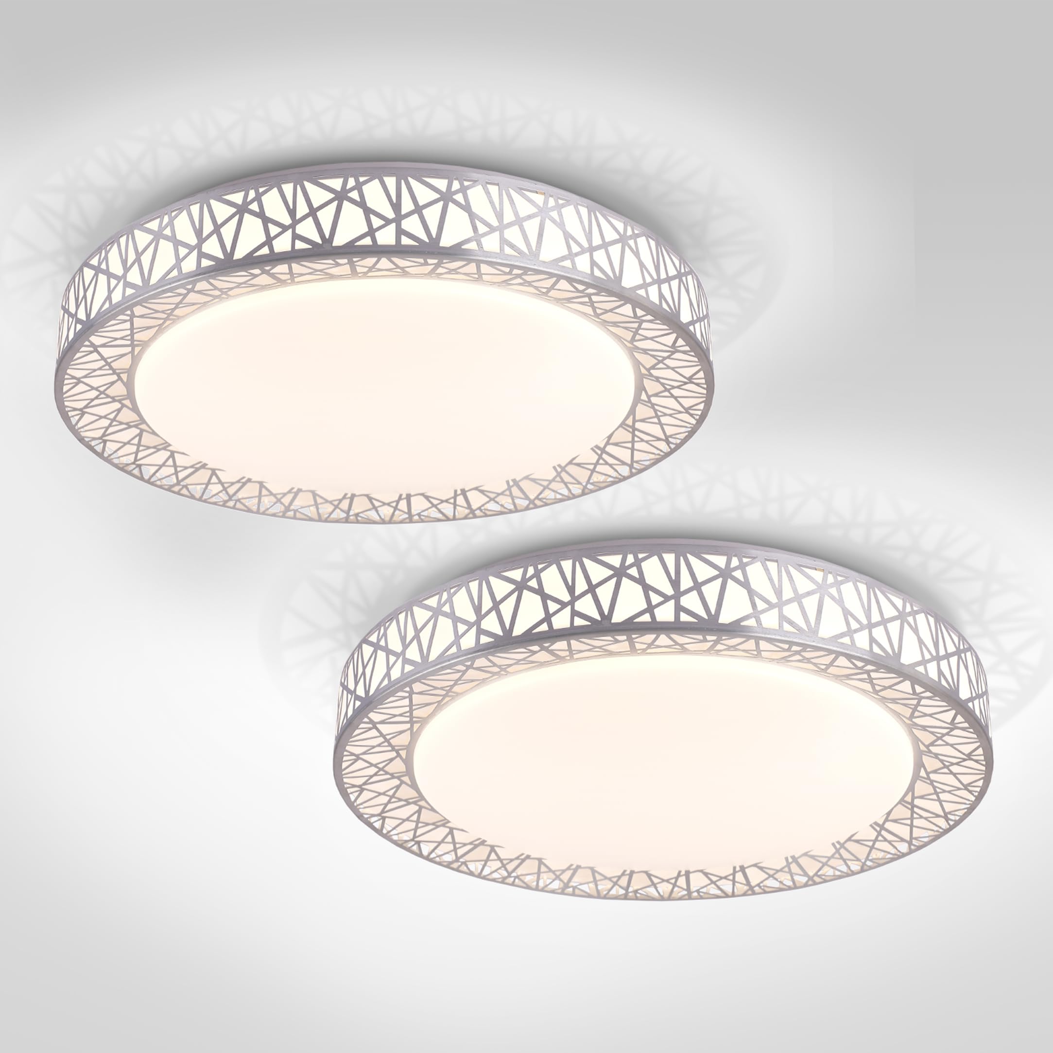 ASD 20 Inch LED Flush Mount Ceiling Light - 42W, 2474LM, Dimmable, Brushed Nickel, 2 Pack, Model A-LOFT-FM-20