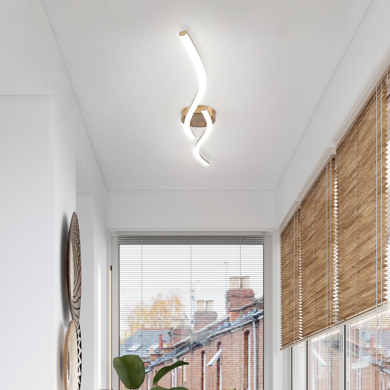 Hlilceh 28W Linear Ceiling Light Gold Modern Led Ceiling Light Fixture 6000K Aluminum 39.37Inch Long Ceiling Lamp For Hallway, K