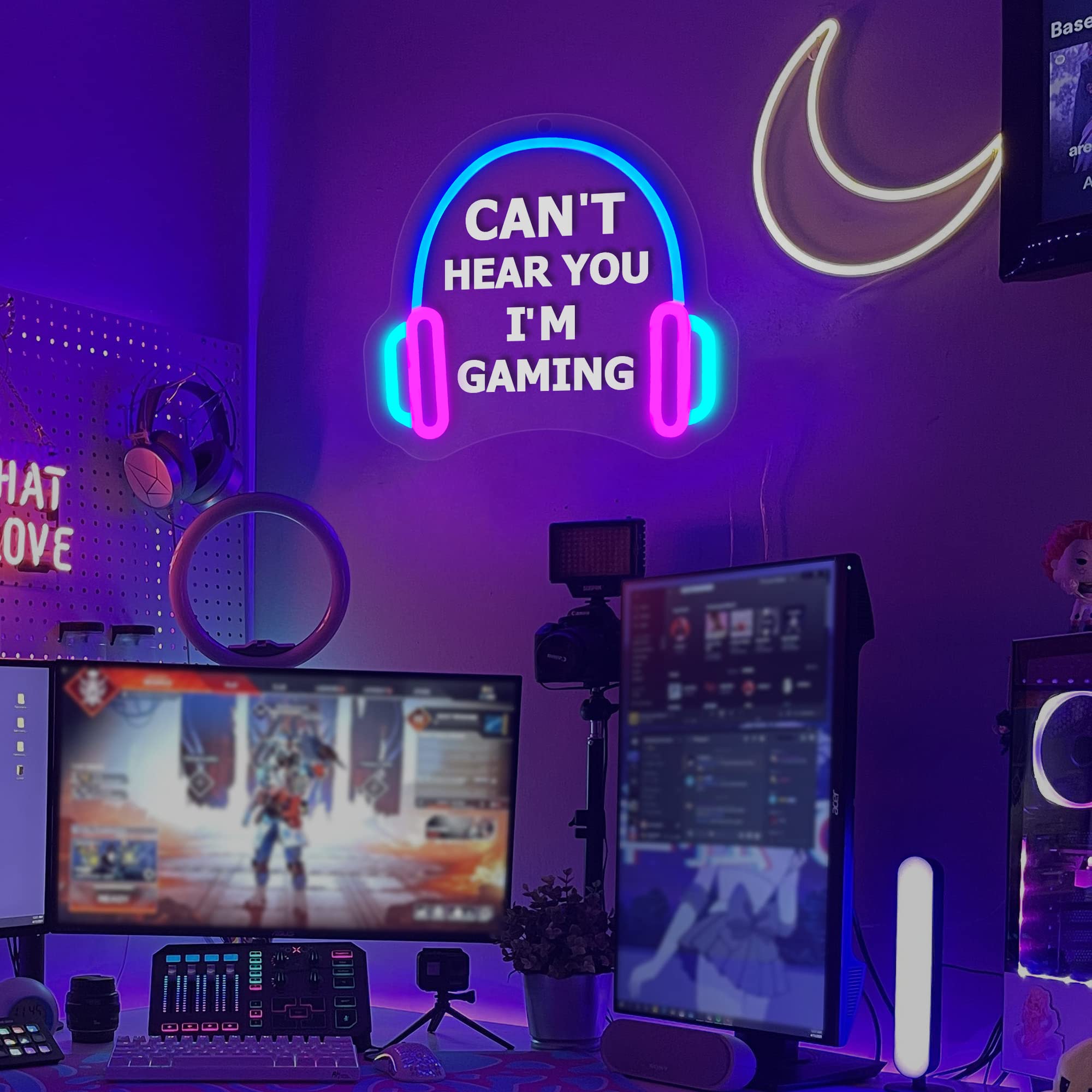 YuanDian Gamer Neon Sign, Cant Hear You Im Gaming LED Neon Lights for Game Room Wall Decor, Gift Ideas for Boys Gamers Nephew