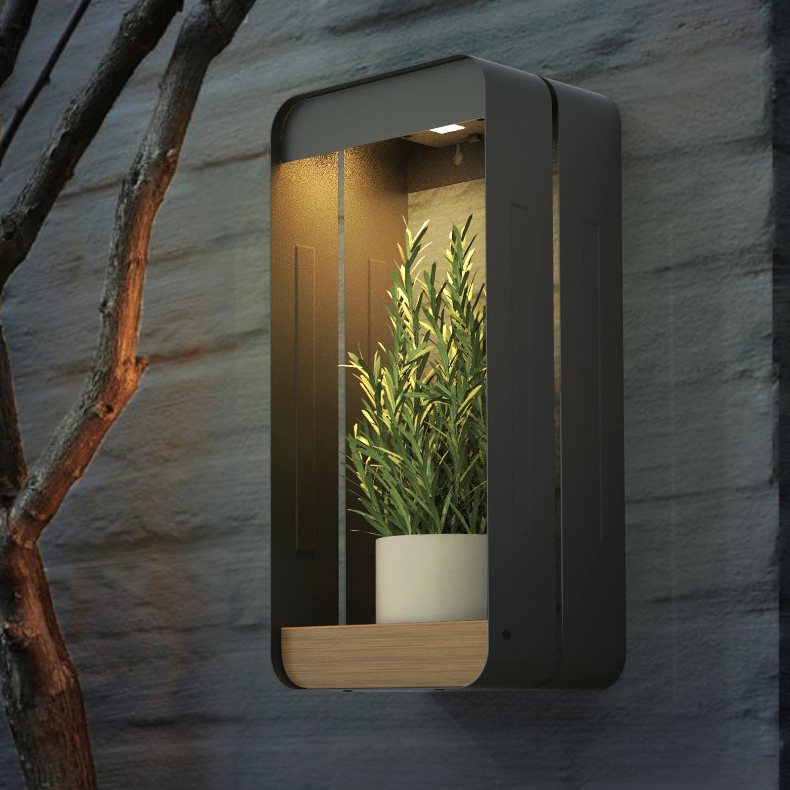 Grand patio Outdoor LED Solar Power Wall Sconce Shelf Planter, Waterproof Decor Wall Lamp Light for Porch, Patio. Solar Energy, 