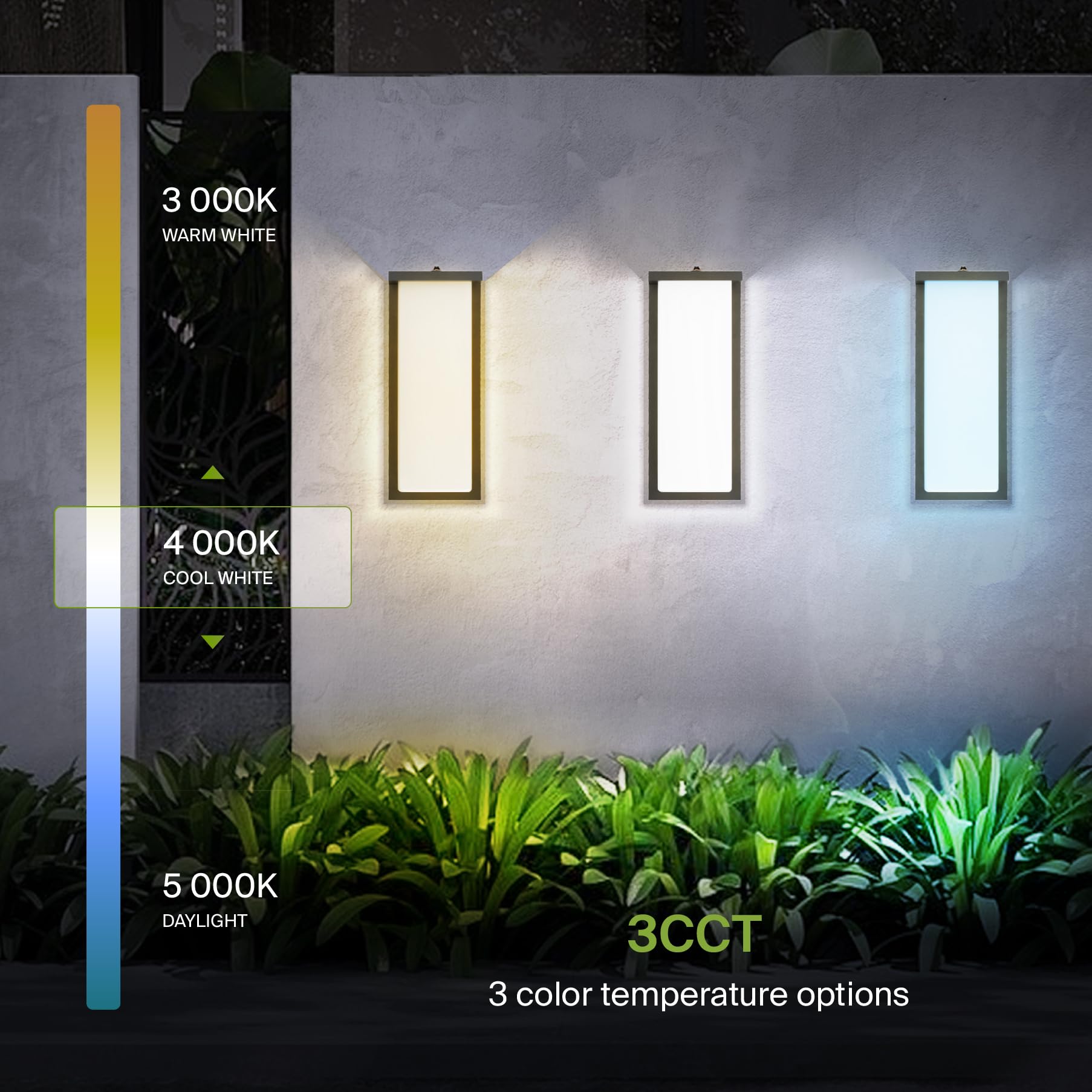 ASD LED Wall Light Fixture, 20W 1900LM, 3000K-5000K, 14 Inch, Black, Photocell, Waterproof, ETL Listed, Model
