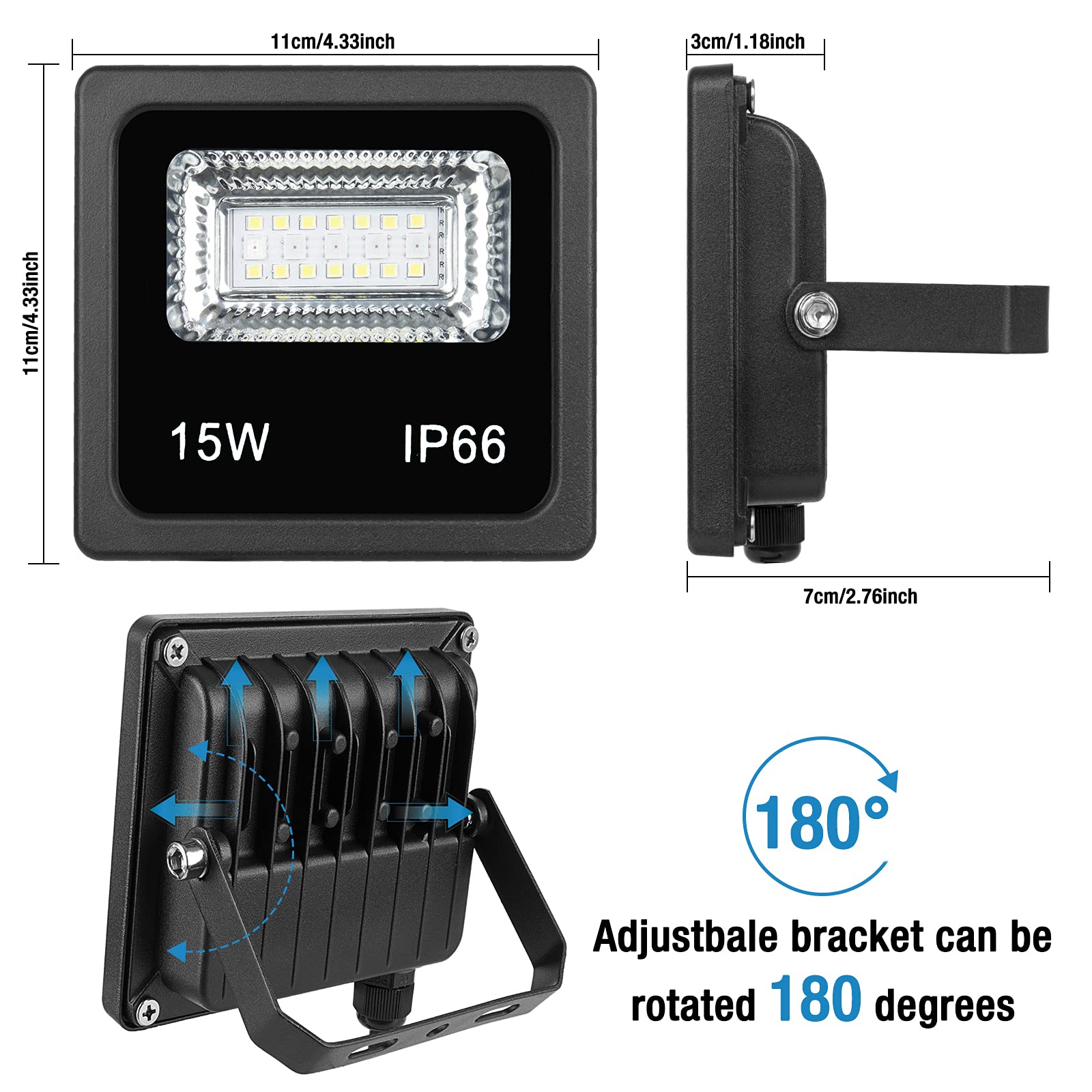 Z 150W RGB LED Flood Lights, IP66 Waterproof, Dimmable, 1 Pack, Remote Control, Multi-Color Uplighting for Indoor/Outdoor Decor
