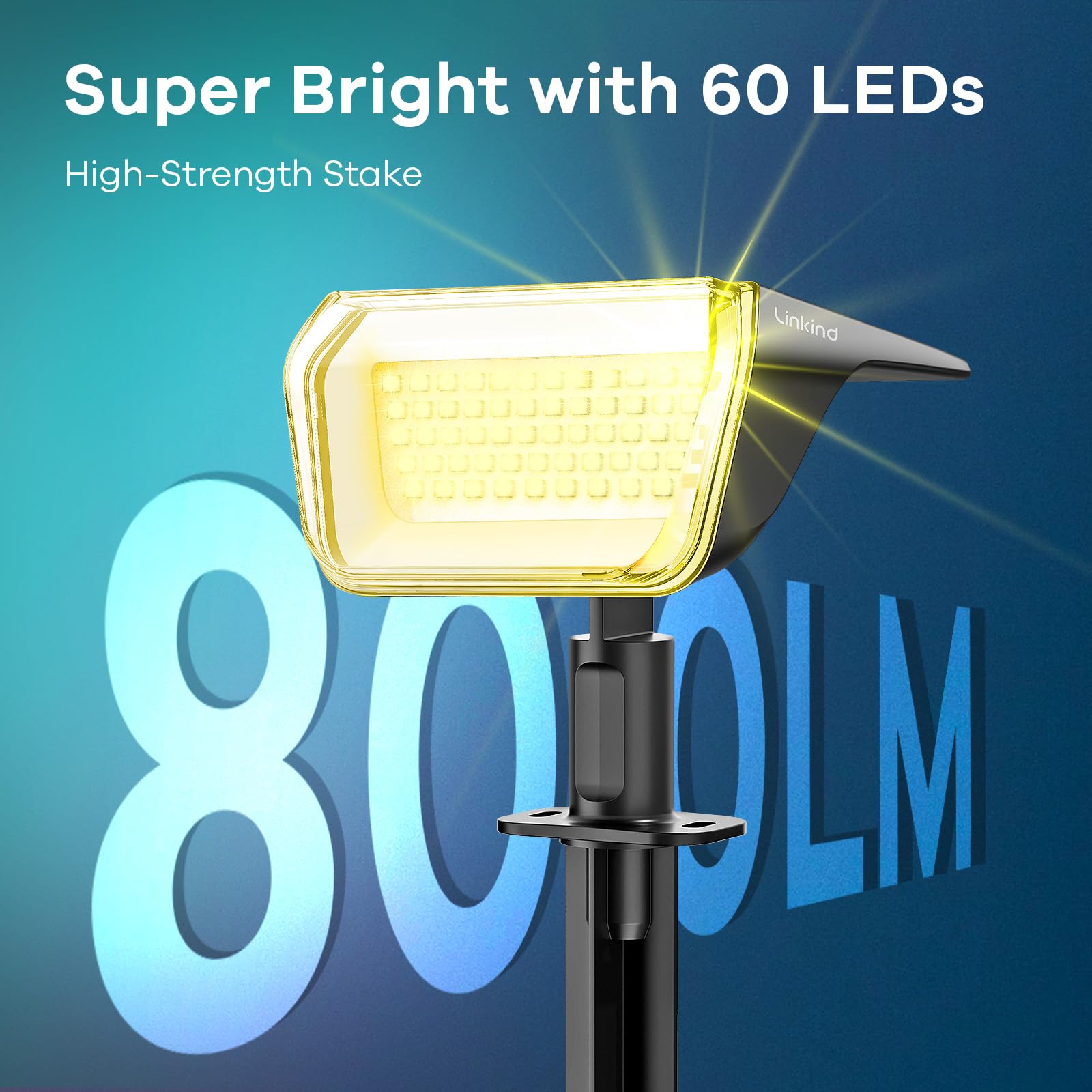 Linkind Solar Spot Lights, 60 LEDs, IP67 Waterproof, 6 Pack, Warm White, High-impact ABS Plastic, Model LL18001-SP004_WW-US-6
