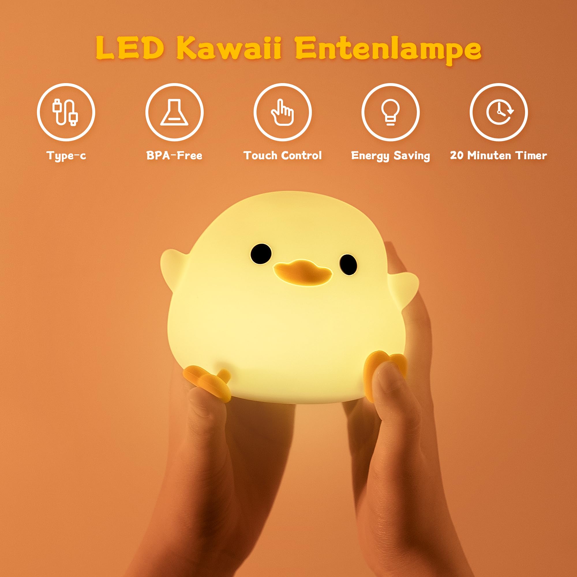 Mumuq Duck Night Light, Led Cute Silicone Nursery Nightlight For Kids, Dodo Duck Lamp Rechargeable Touch Lamp Bedside Lamp With