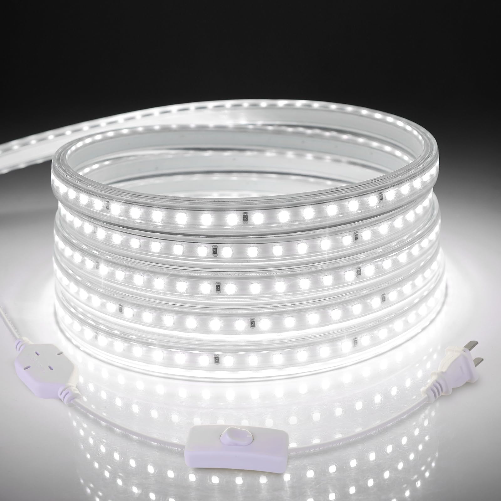 Aimengte 16.4Ft Waterproof Led Strip Lights, 600 Leds, Cool White For Indoor & Outdoor Decor