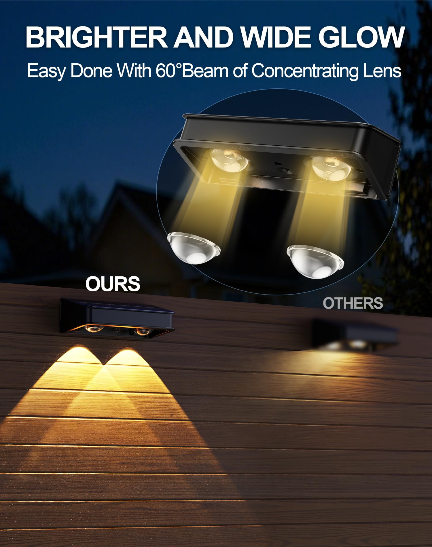 KIALUSH Solar Fence Lights 10 Pack, Waterproof LED, 9 Color Modes, Black, IP65, Model KF04H-2