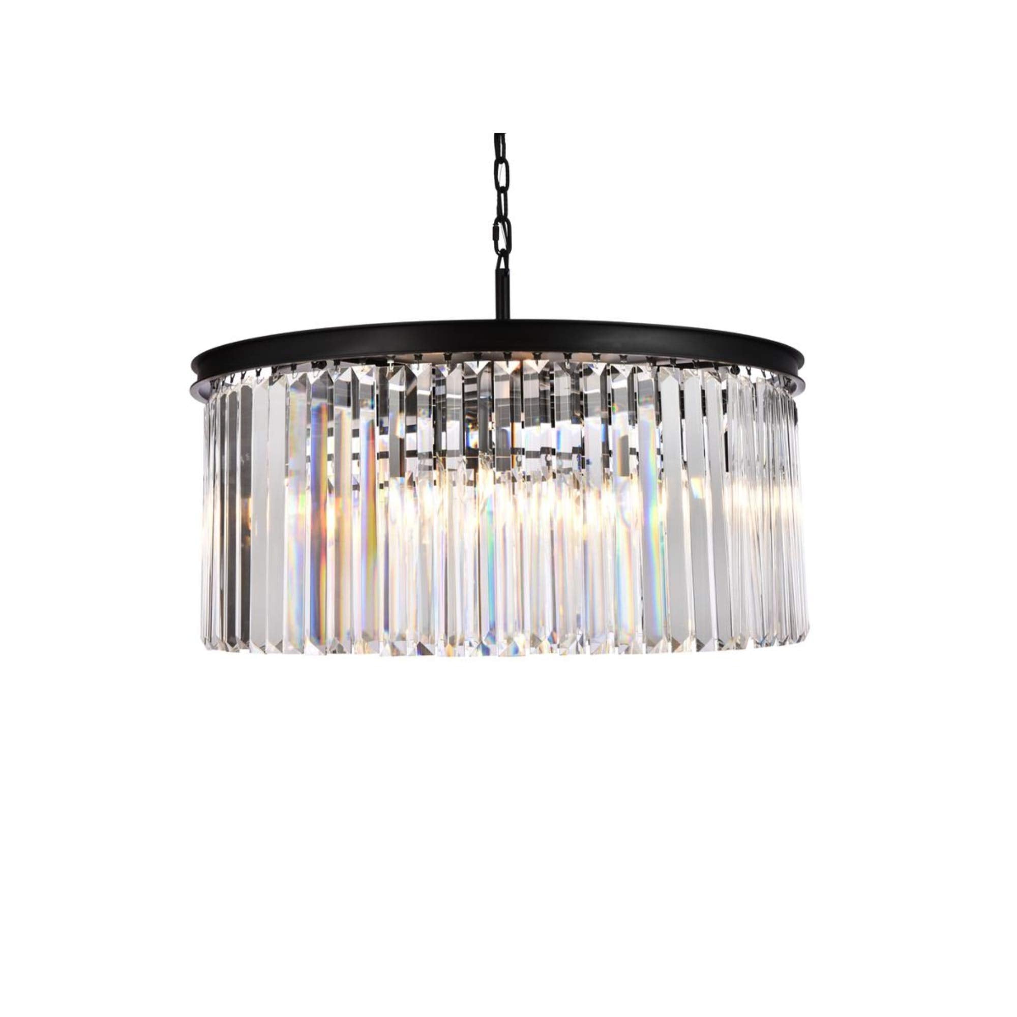 Elegant Lighting Urban Classic Sydney 8 Light Matte Black Chandelier Clear Royal Cut Crystal