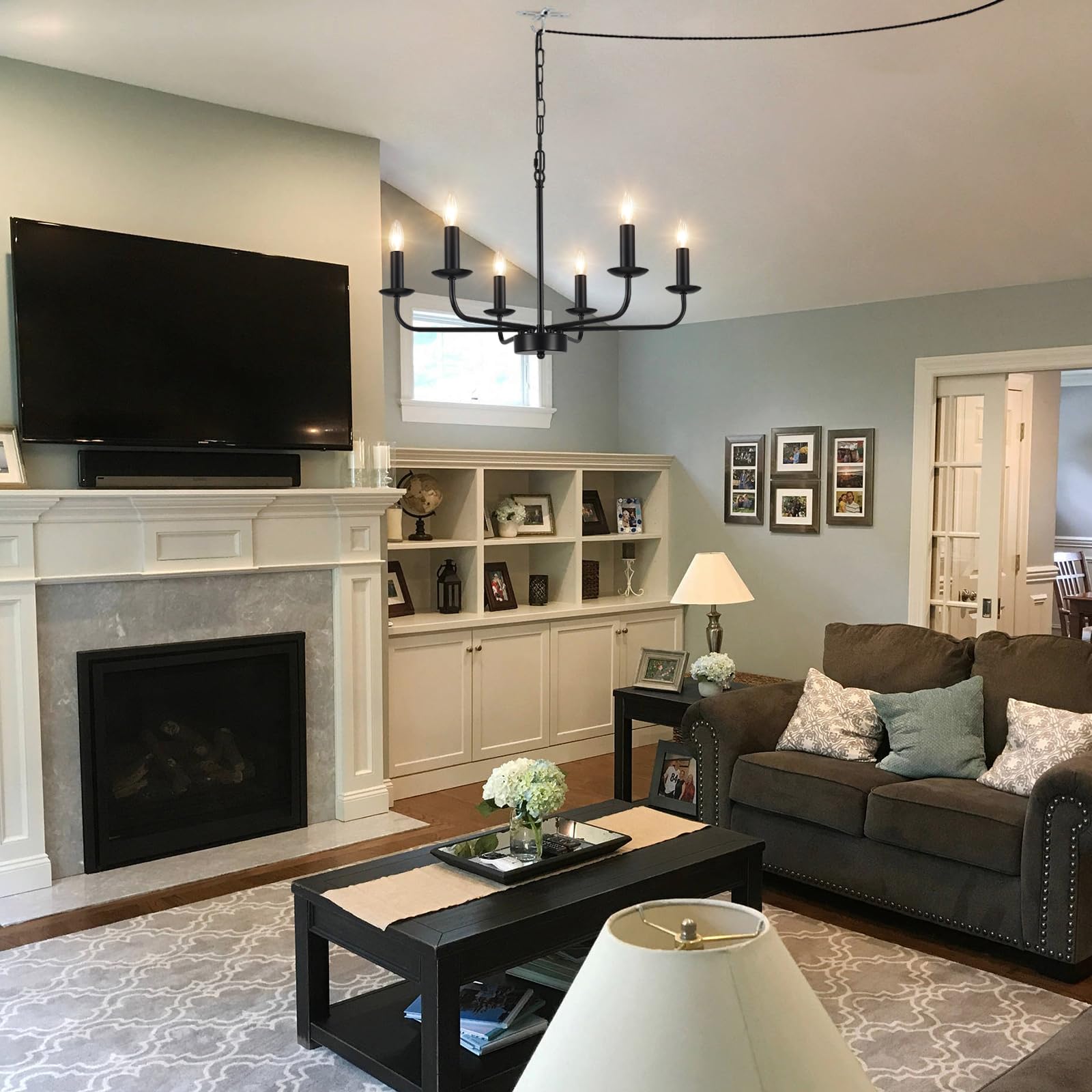 Zemsum 6-Light Plug-In Chandelier With Cord & Switch - Modern Hanging Lamp For Home Decor