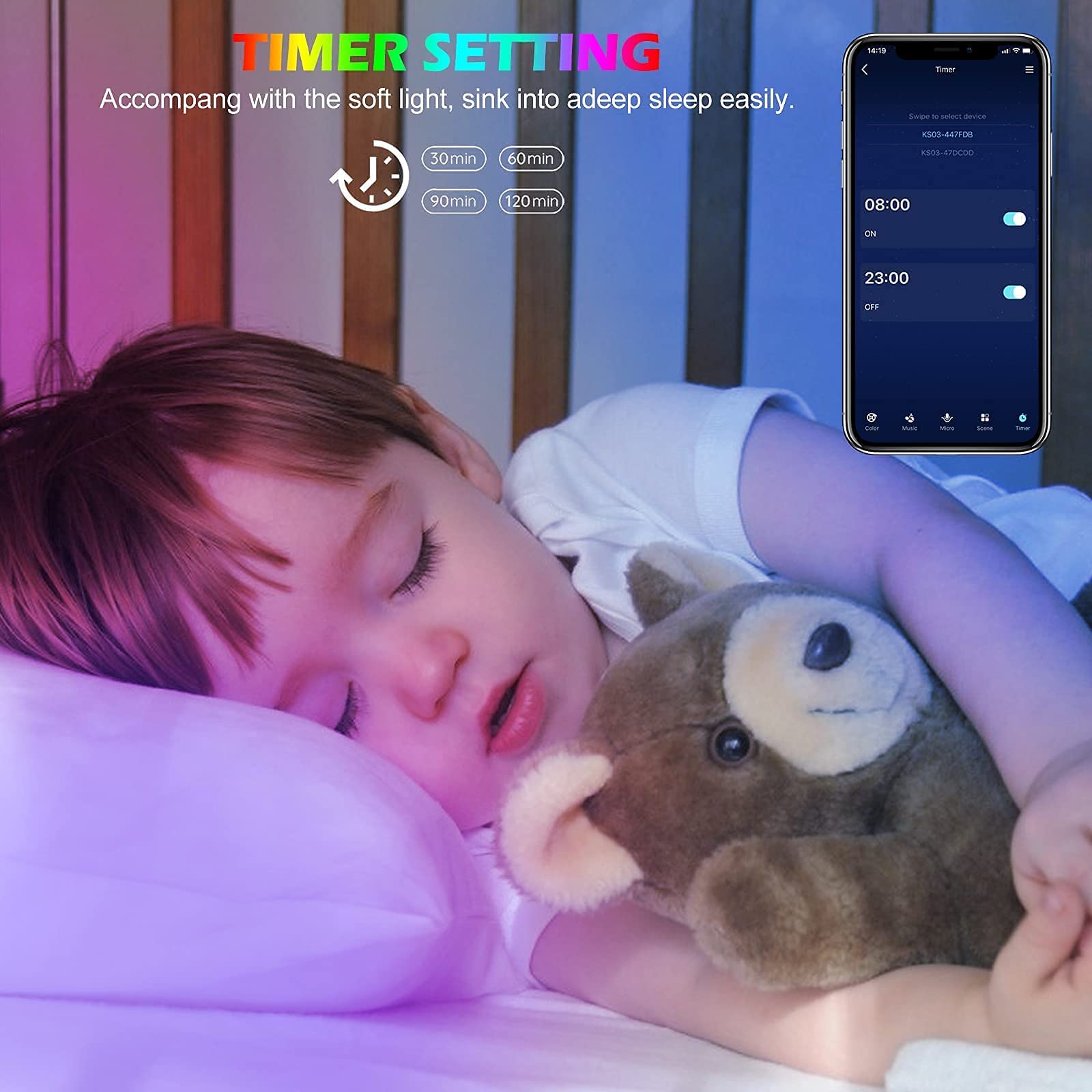 Tenmiro LED Strip Lights, 65.6ft RGB Rope Lights, Music Sync, APP & Remote Control, Multicolor, Plastic, Model T-20