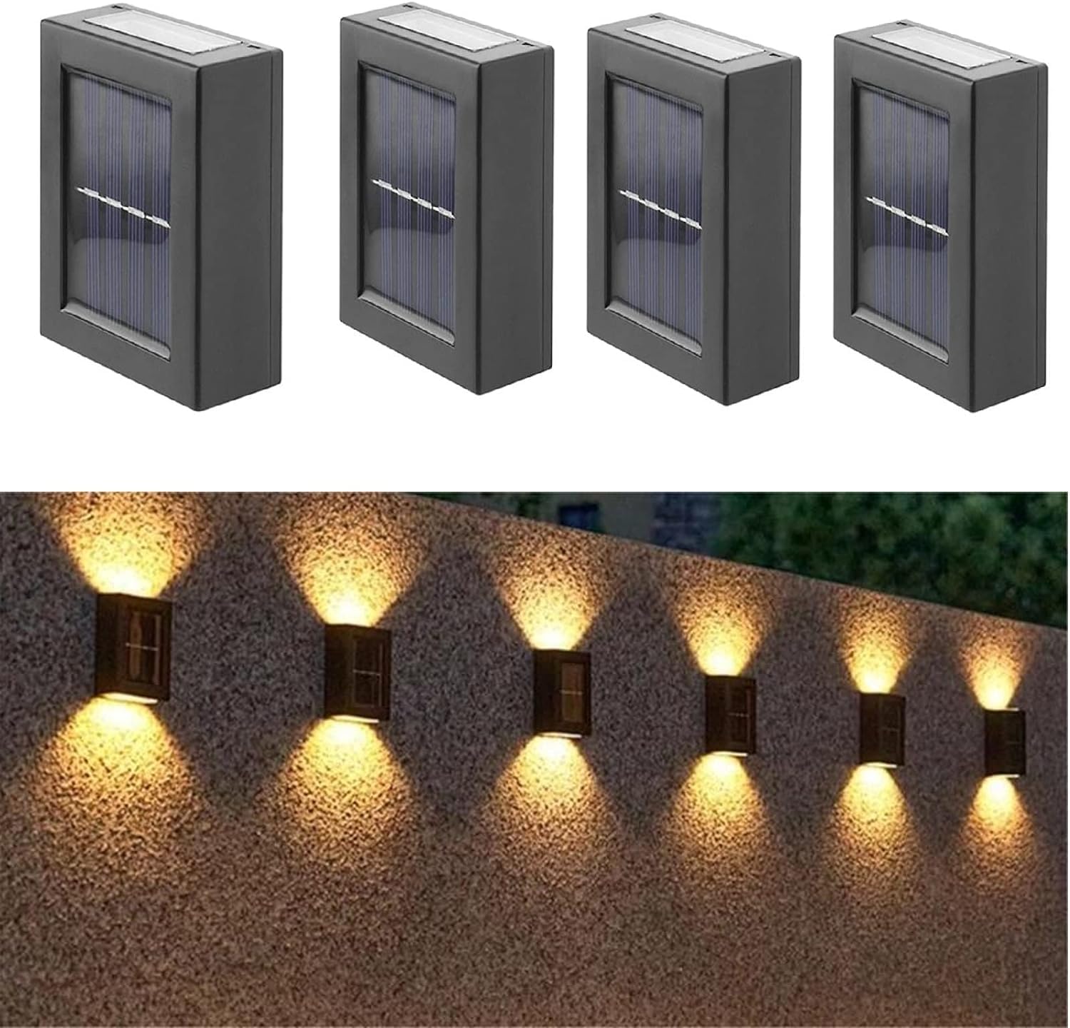 Aslidecor Solar Wall Lights 4 Pack, Ip65 Waterproof Led Outdoor Lighting For Patio & Porch