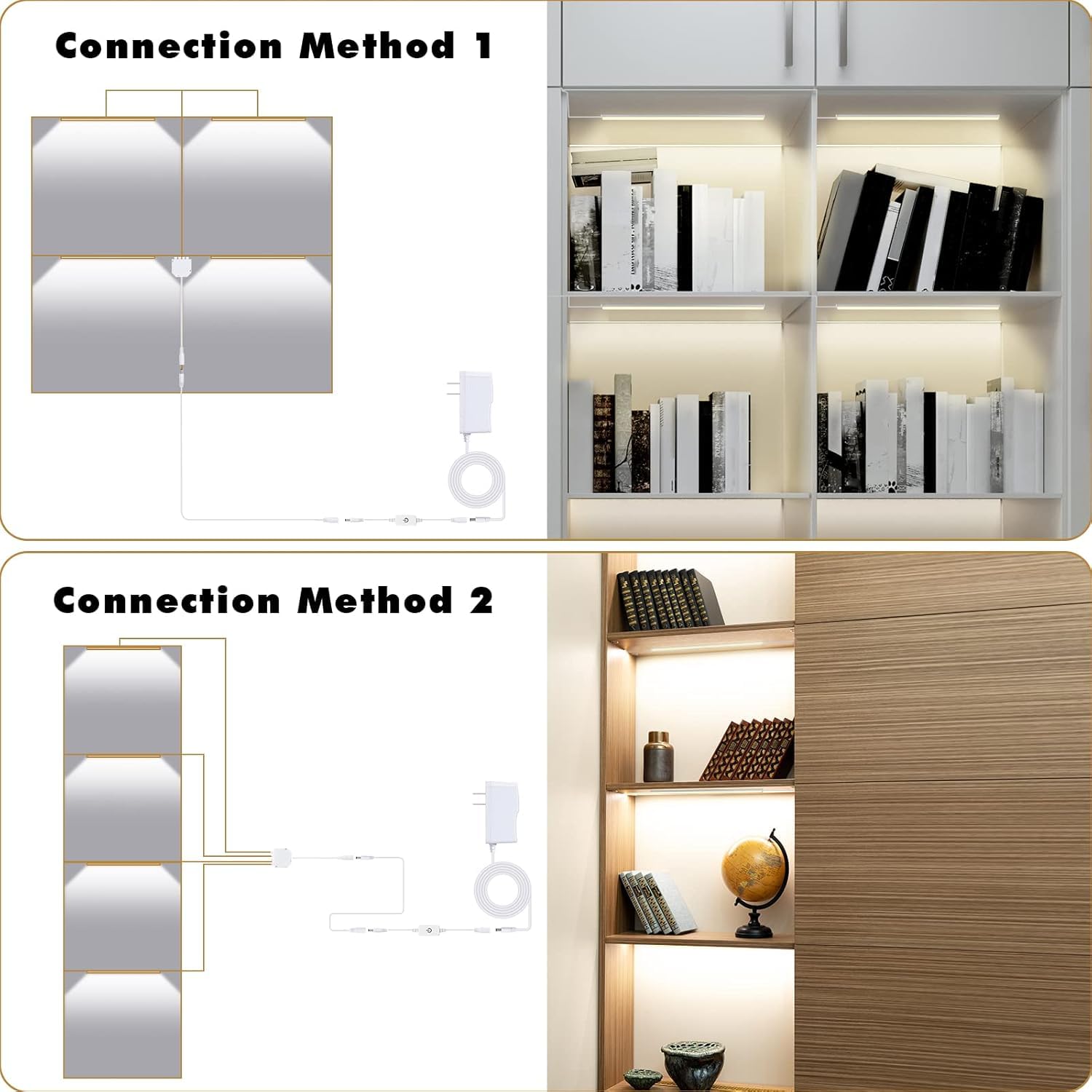 Jusjubr Black Led Shelf Lights, Display Cabinet Lights With Memory Function, 4 Pack X12 Inch Display Lights For Shelves, Led Lig