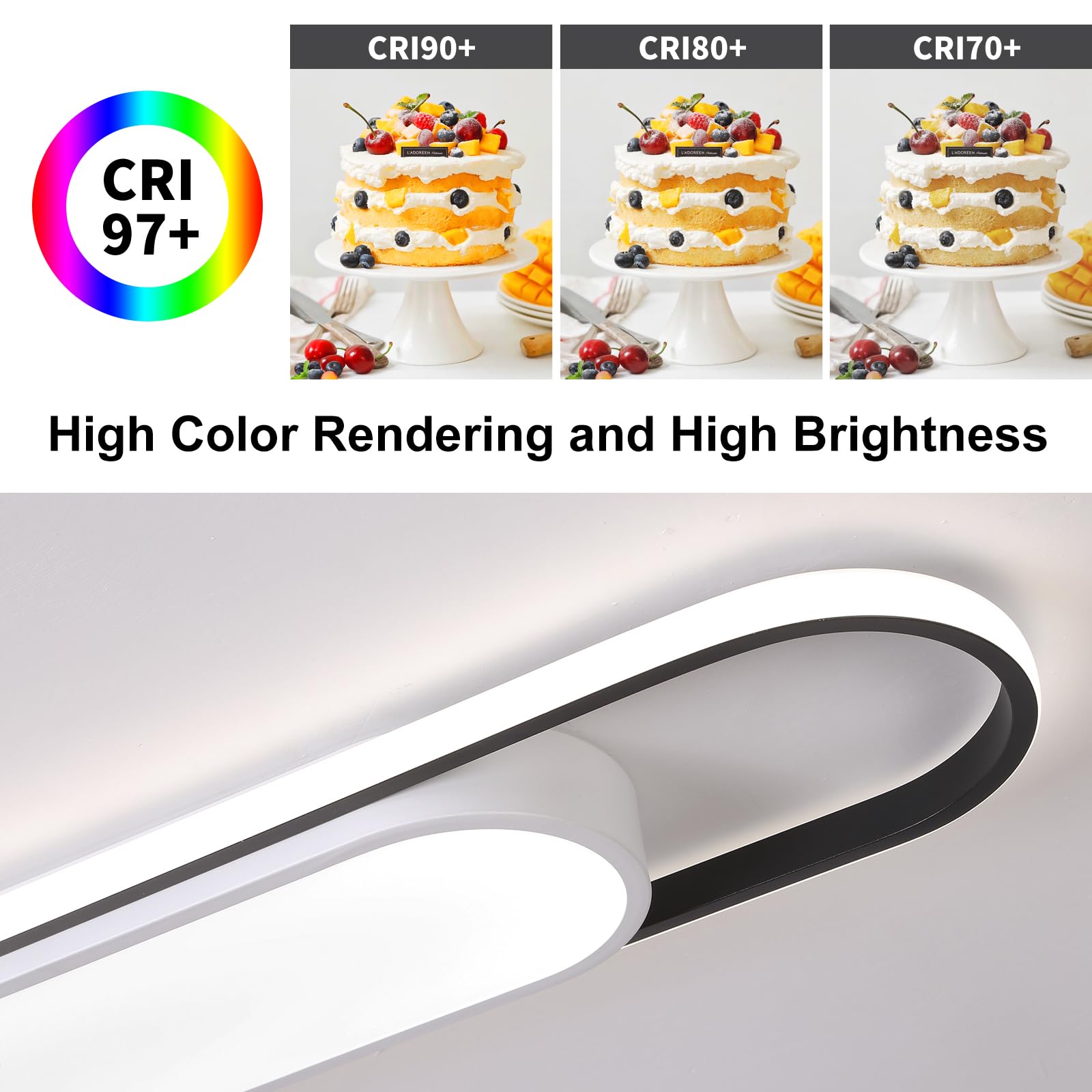 4Ft Modern Smart Led Linear Ceiling Lights Dimmable Led Ceiling Lamp With Remote Control,65W Metal/Acrylic Flush Mount Ceiling L