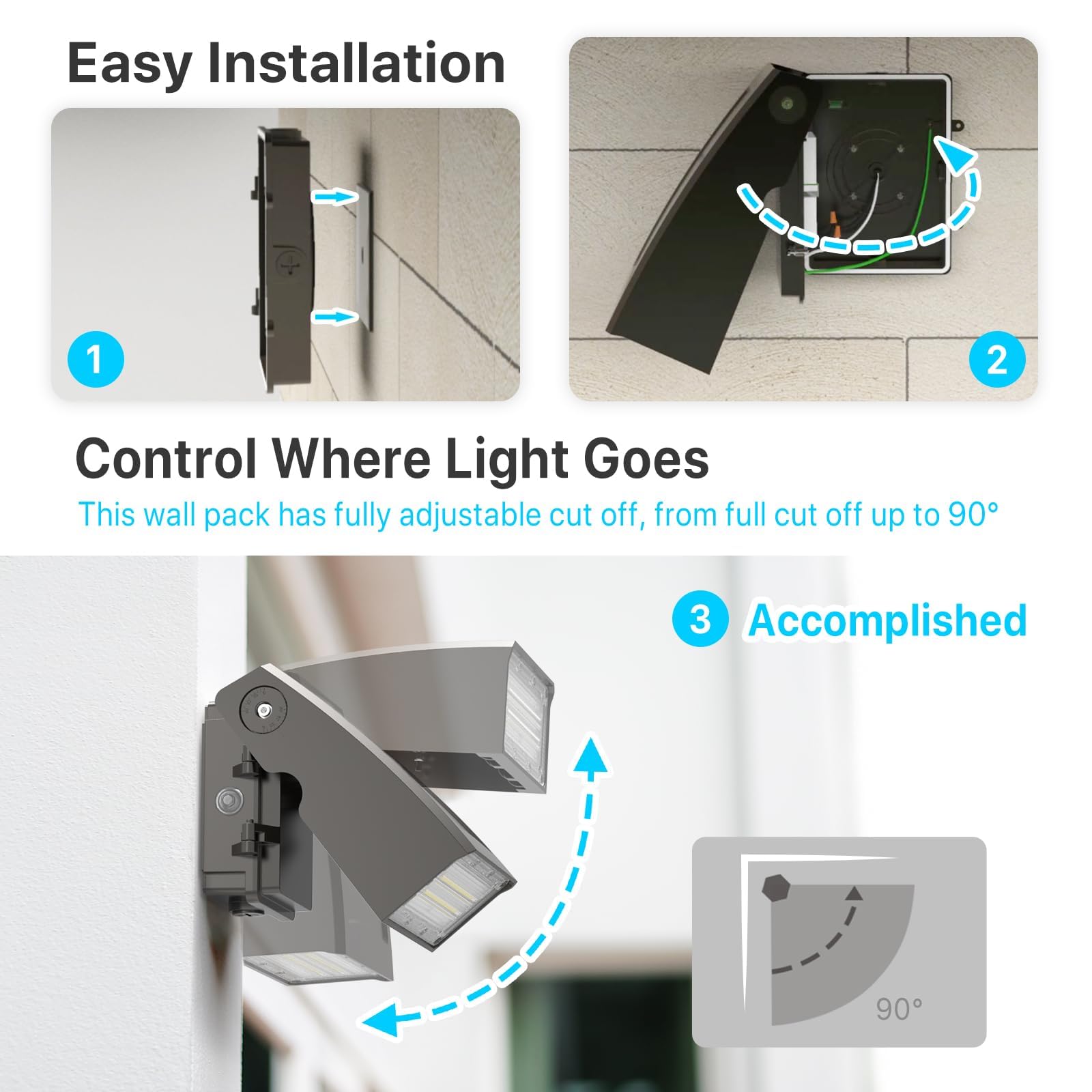 Hyperlite Led Wall Pack 40W: 5200Lm 5000K 0-90Adjustable Etl Certified - 2Pack Wall Pack Lights Outdoor Led Small Wall Pack Down