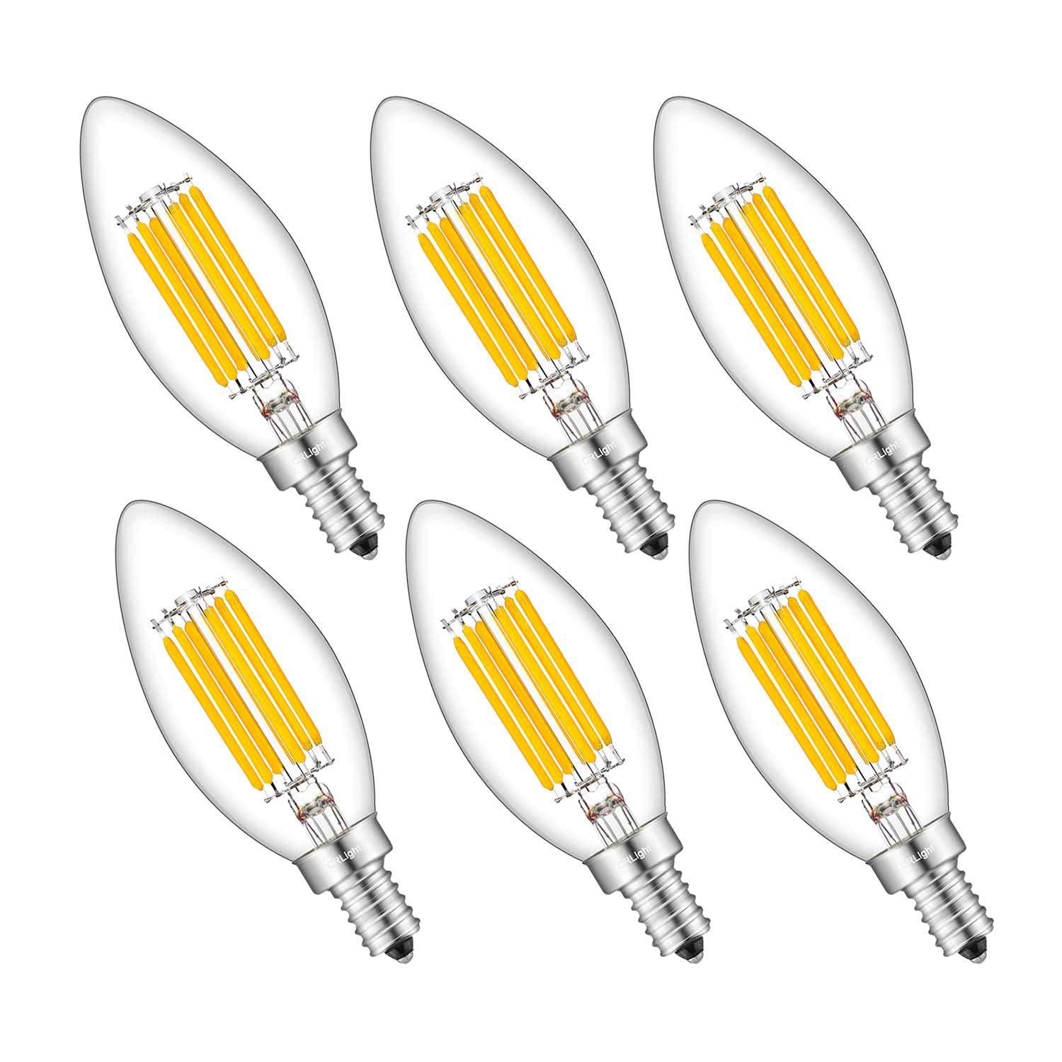Crlight 700Lm Dimmable Led Candelabra Bulbs, 2700K Warm White, E12, 6 Pack