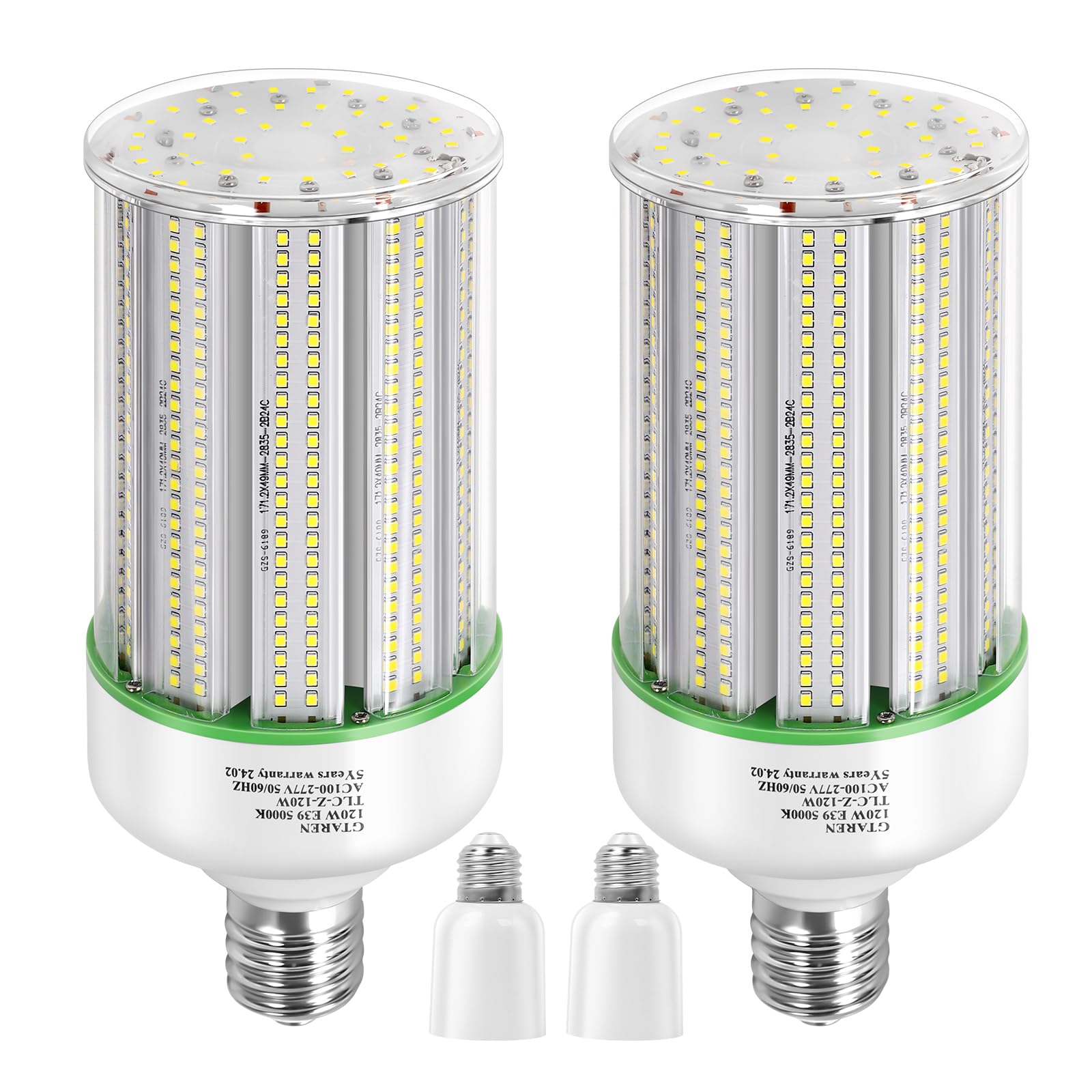Gtaren 120W Led Corn Light Bulb 2Pack,Replacement Metal Halide Hps Cfl 500 Watt Hid Lamp,5000K E39 Mogul Base Led Corn Lamp,For 