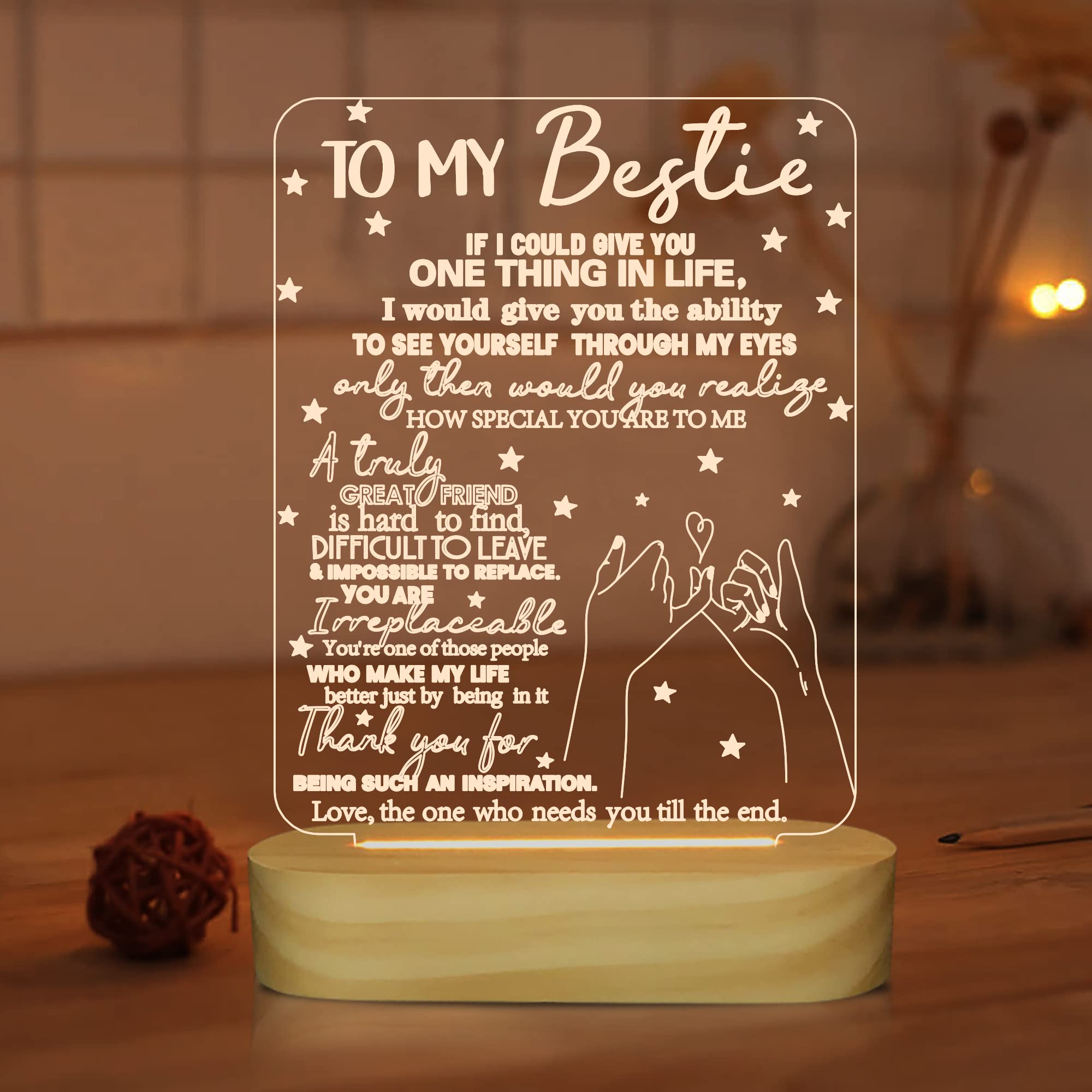 To My Bestie Gifts,3D Illusion Lamp I Love You Friends Night Light For Best Friend Sister Boys & Girls Women Bff Birthday Holida