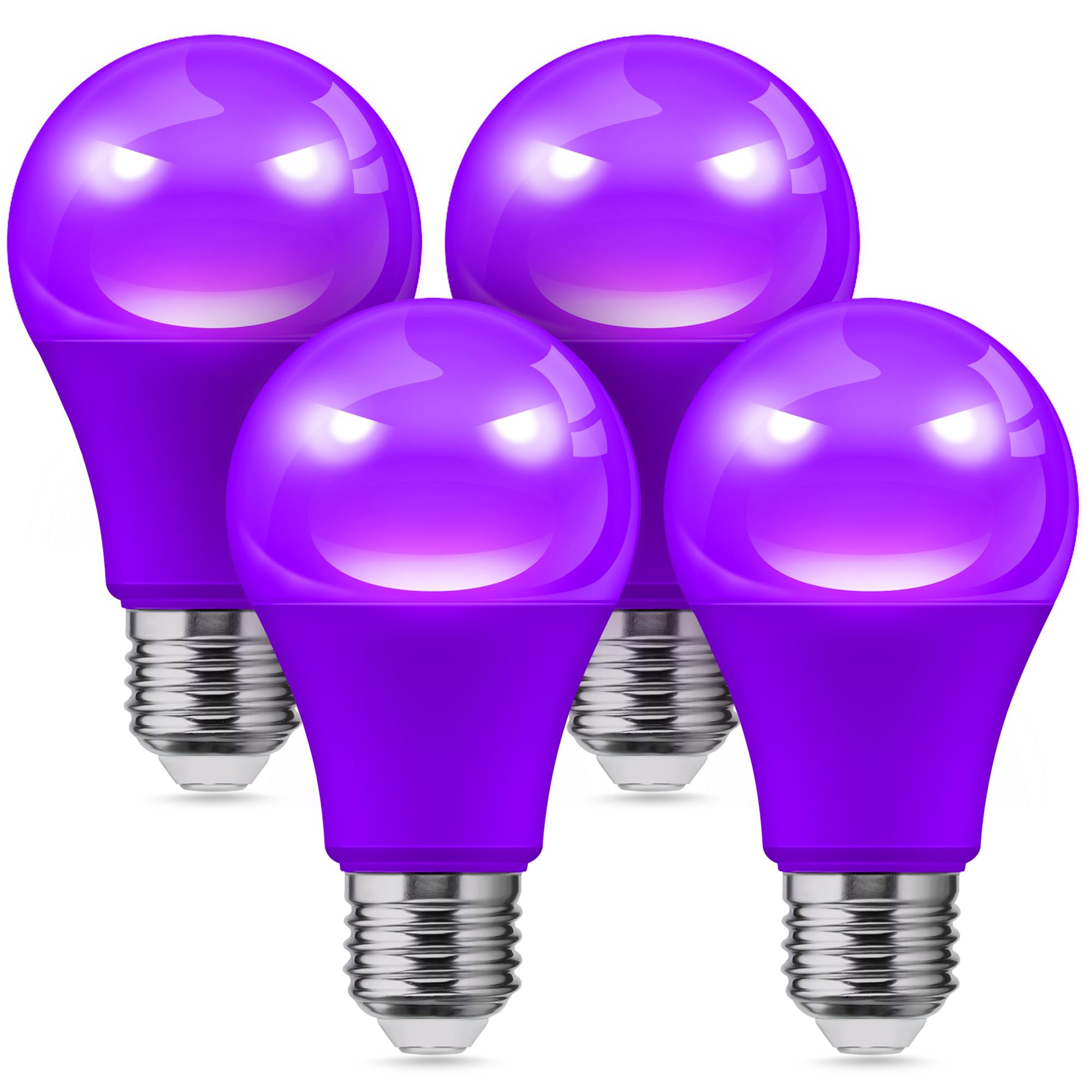 L Lohas Led Halloween Purple Led Light Bulbs Outdoor, A19 9W(60W Equivalent) Purple Colored Light Bulb, E26 Base, Non-Dim, 4-Pac