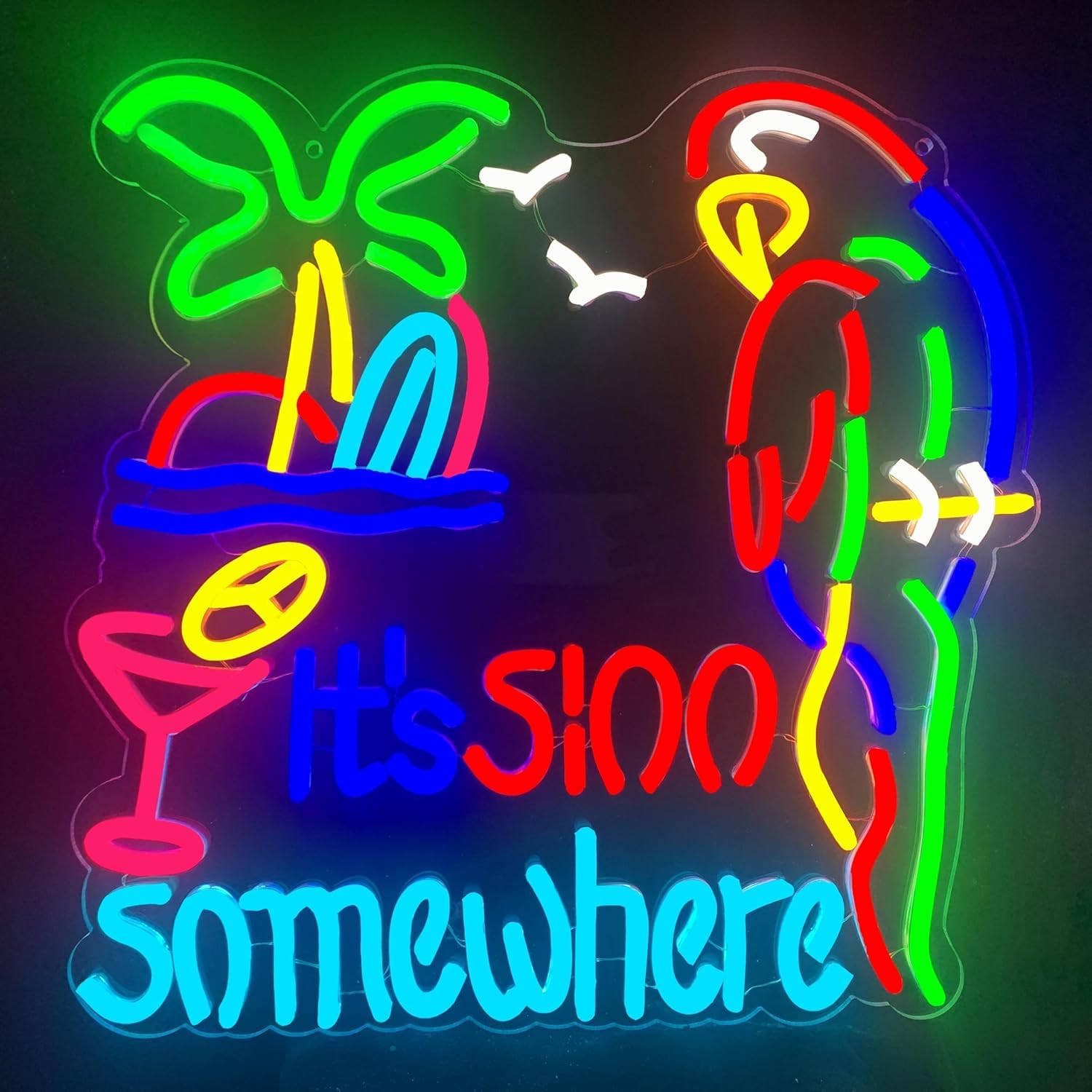 Its 5 OClock Somewhere 5:00 Neon Light Sign Home malt-inspired Bar Pub Recreation Room Game Lights Windows Glass Wall Signs Party Birthday Bedroom Bedside Table Decoration Gifts Led