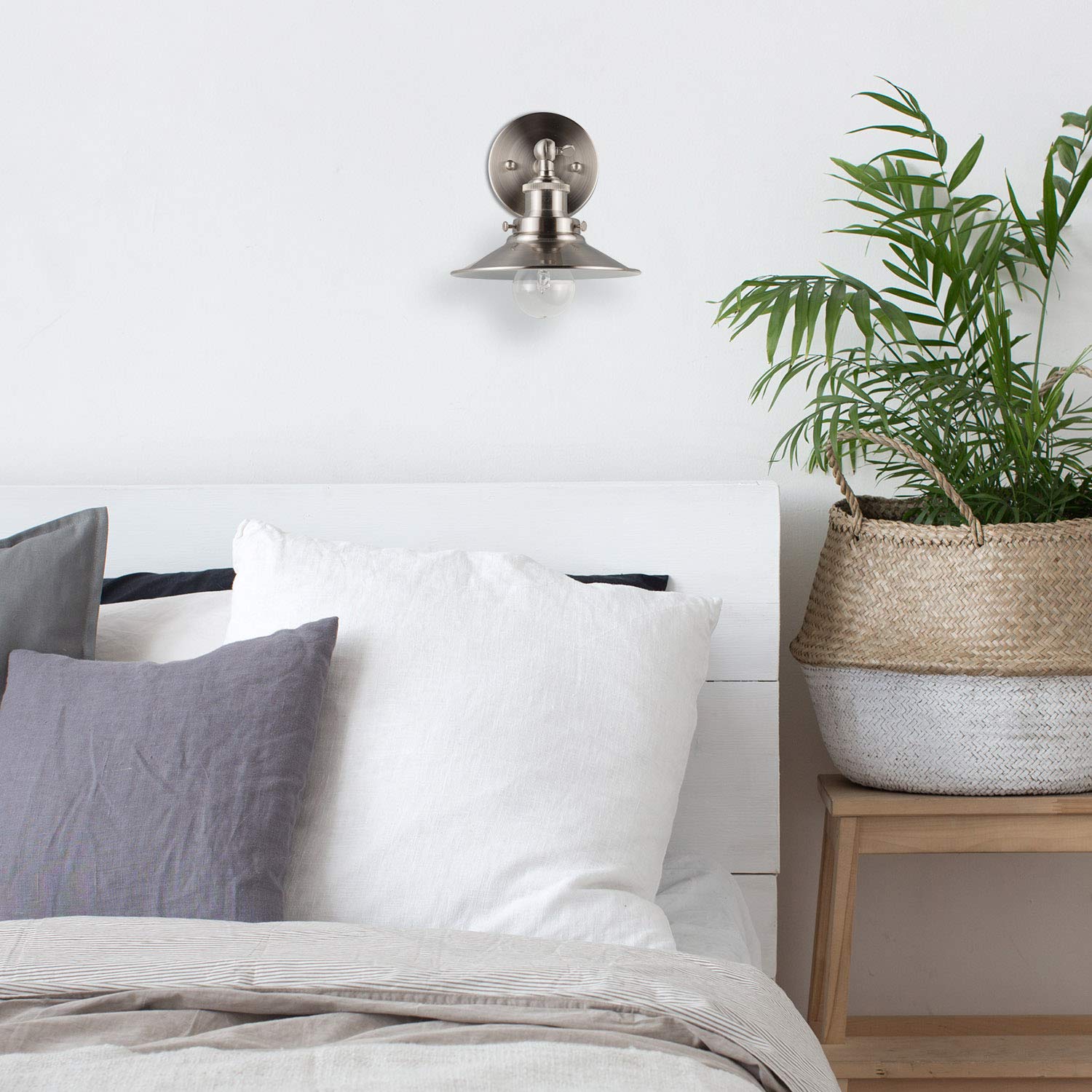 Linea Di Liara Andante Brushed Nickel Wall Sconce Wall Lighting Fixture Farmhouse Industrial Bathroom Vanity Light Metal Wall Sc