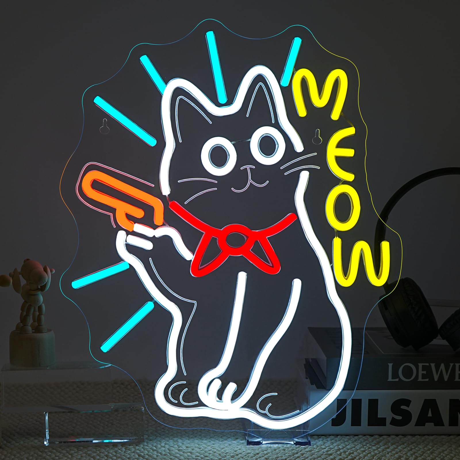 Wanxing LED Neon Sign - Cute Cat Night Light, USB Powered, Dimmable, Yellow, Modern Home Decor for Cat Lovers
