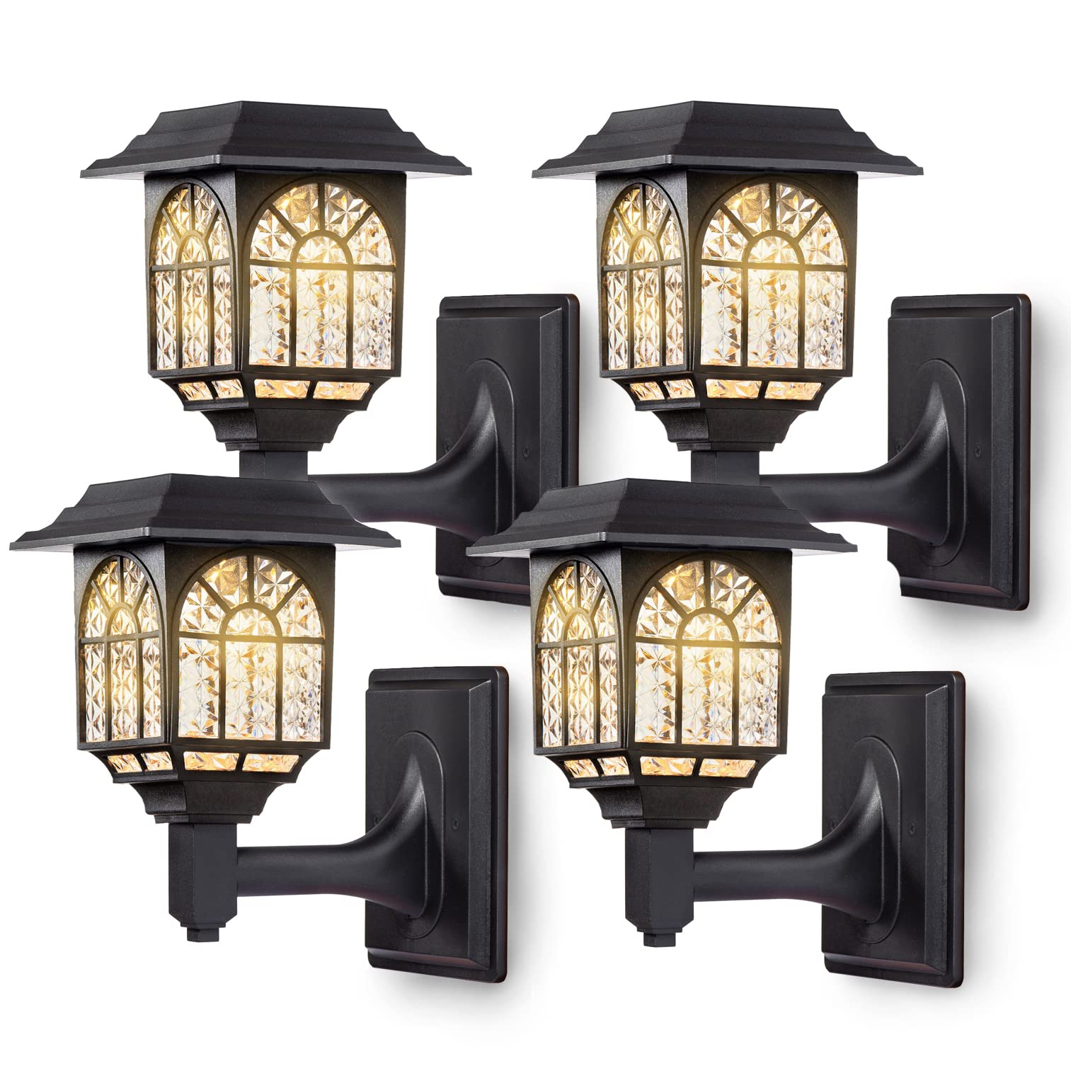 Leidrail Solar Fence Lights, 2 Pack Waterproof Led Lanterns, Warm White, Outdoor Deck Post Lighting For Garden Yard Patio