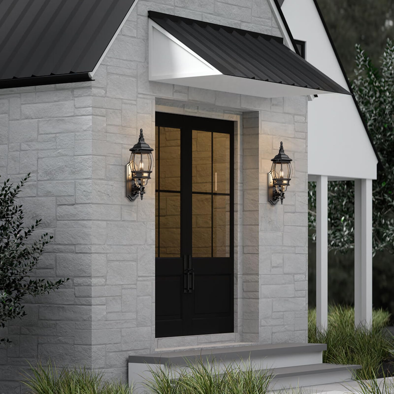 Krychiler White Outdoor Wall Lantern - Waterproof Sconce Light For Porch & Living Room