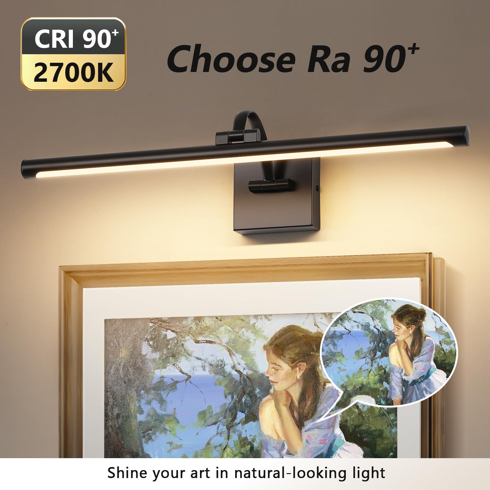 DESOOP Black LED Picture Light 23.62" Dimmable Acrylic Wall Art Lighting Model 7115