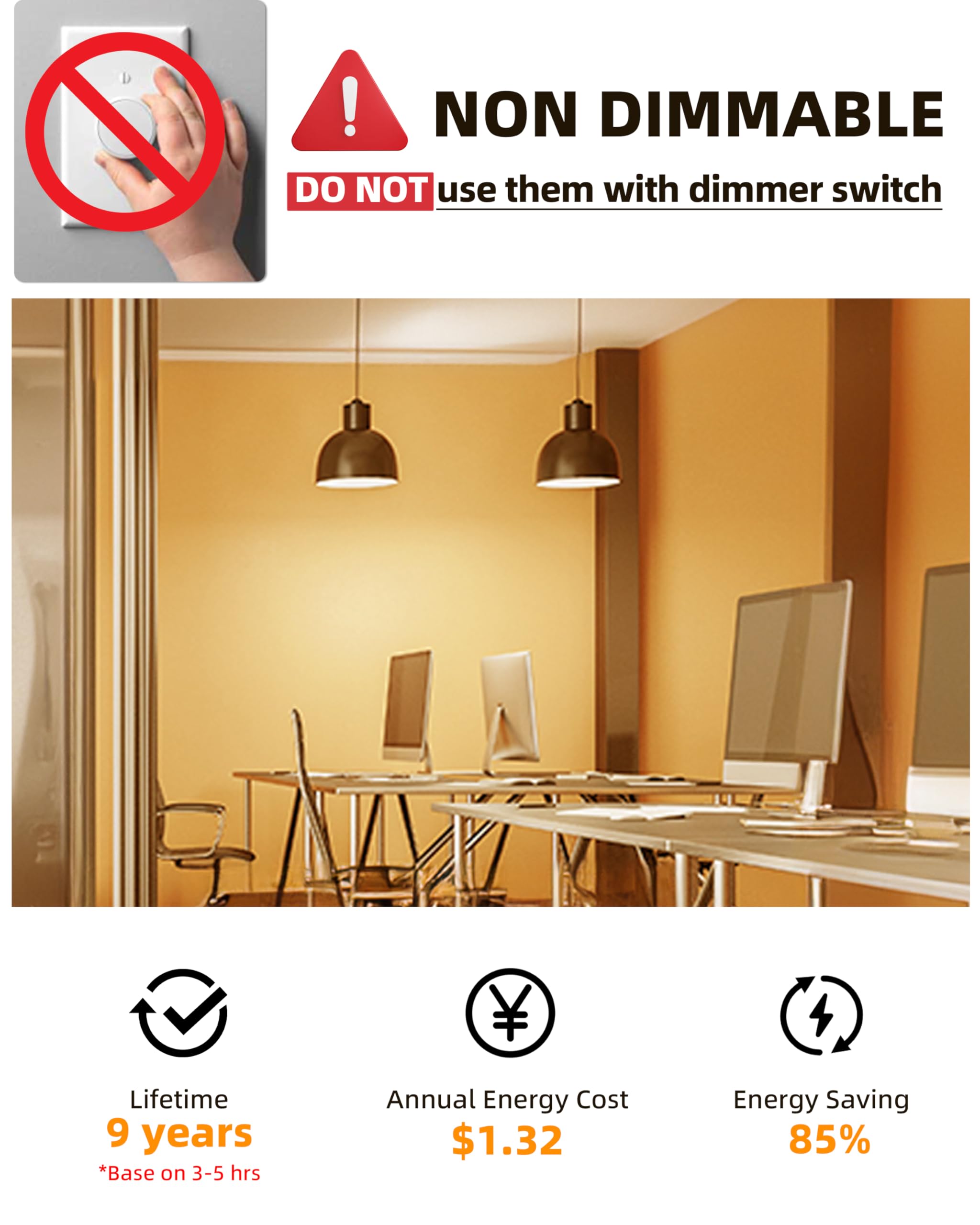MASTERY MART A19 LED Bulbs, 60W Equivalent, 9W Non-Dimmable, 800 Lumens, Soft White 2700K, E26 Base, 12