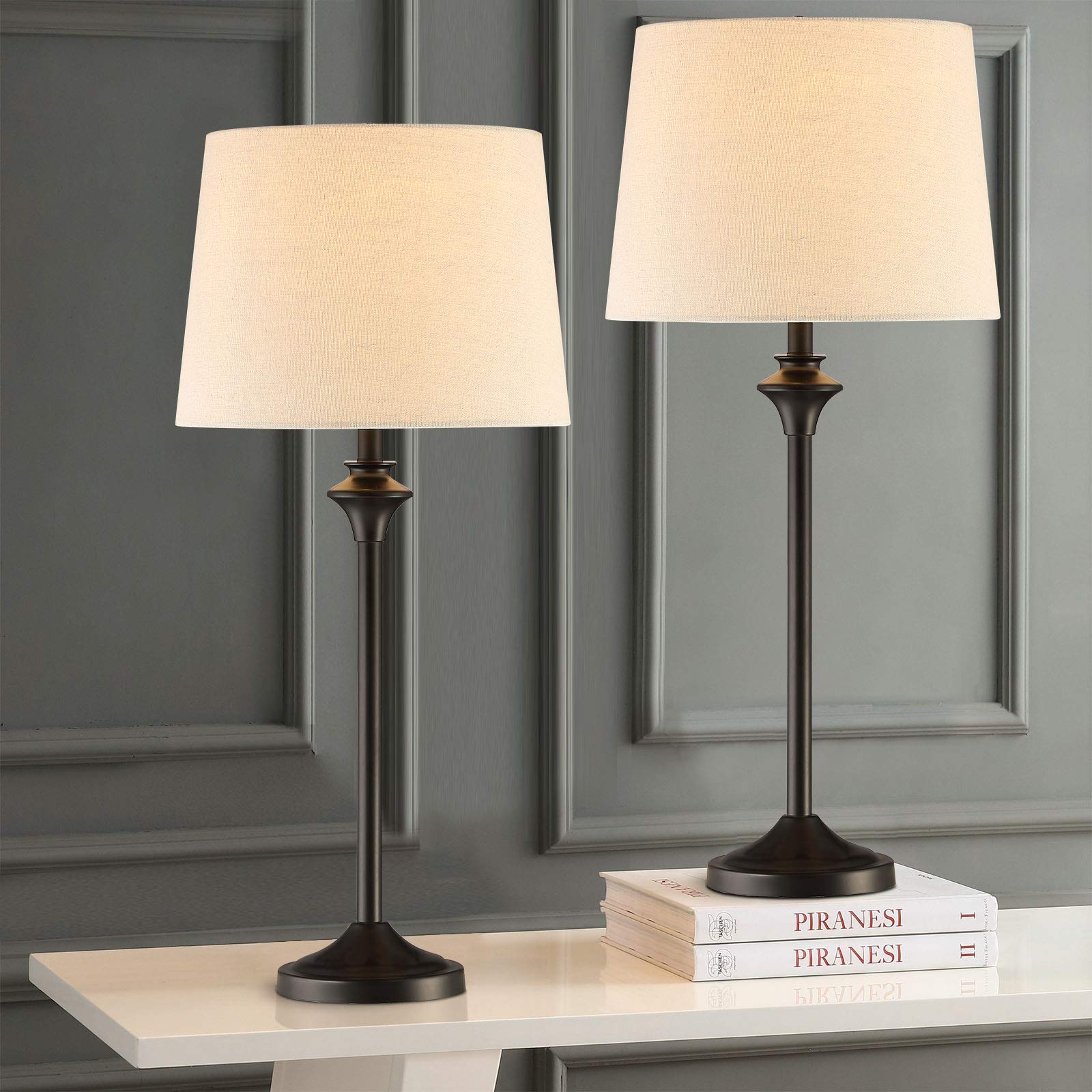 Maxax Table Lamps Set of 2 for Living Room, Buffet Lamps Black Nightstand Lamps with Fabric Shade 26 Bedside Desk Lamps for Bedr