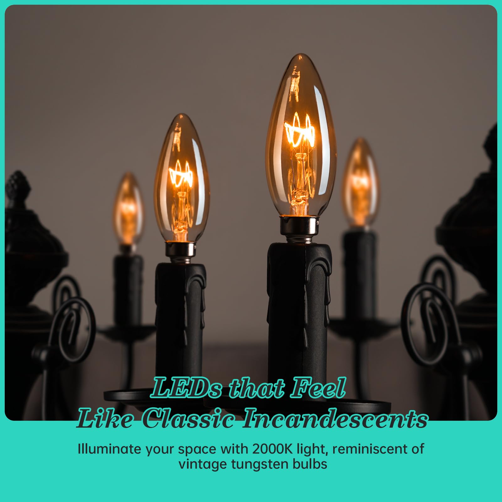 E12 Candelabra Light Bulbs 20W 25W Replacement, Super Thin Filament E12 Led Light Bulbs Dimmable, Chandelier Candle Light Bulb 2