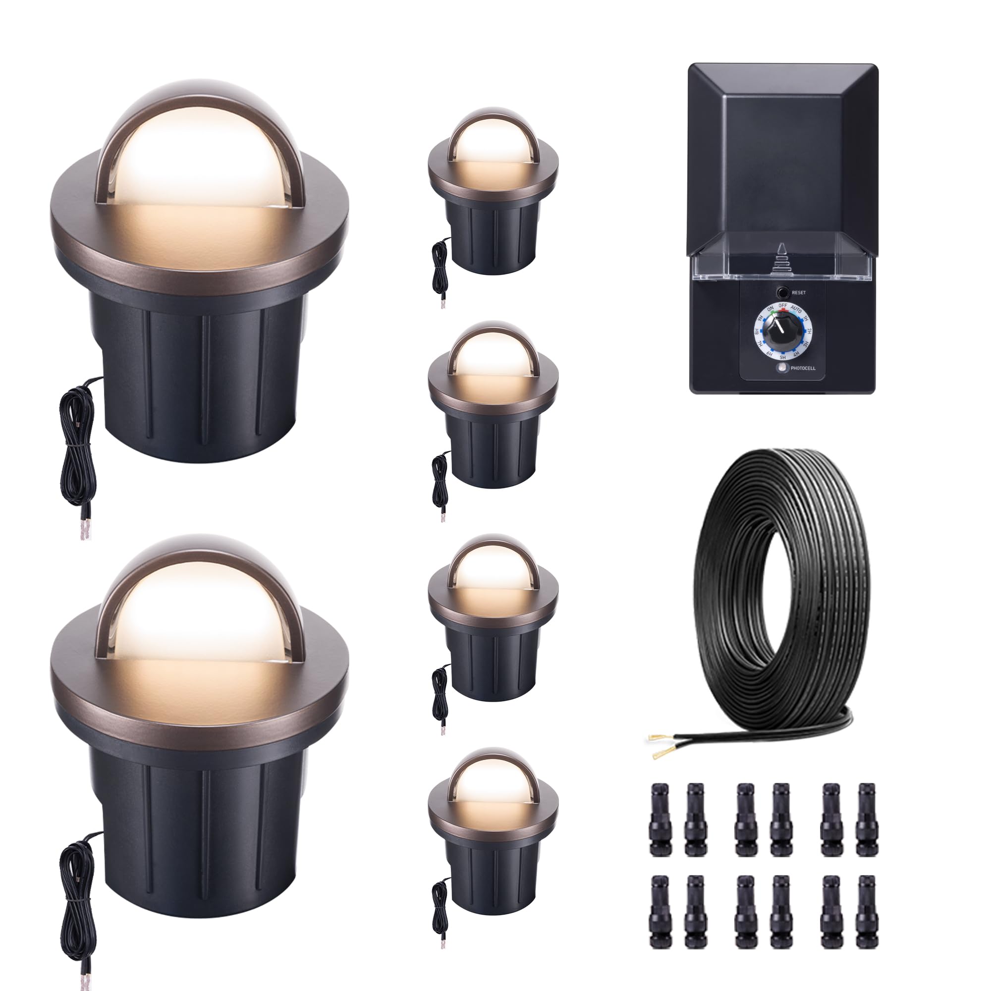 Varmtalys LED Well Light Kit, 6 Pack, 12V IP67 Waterproof, Aluminum, ORB Side Light Kit with Transformer
