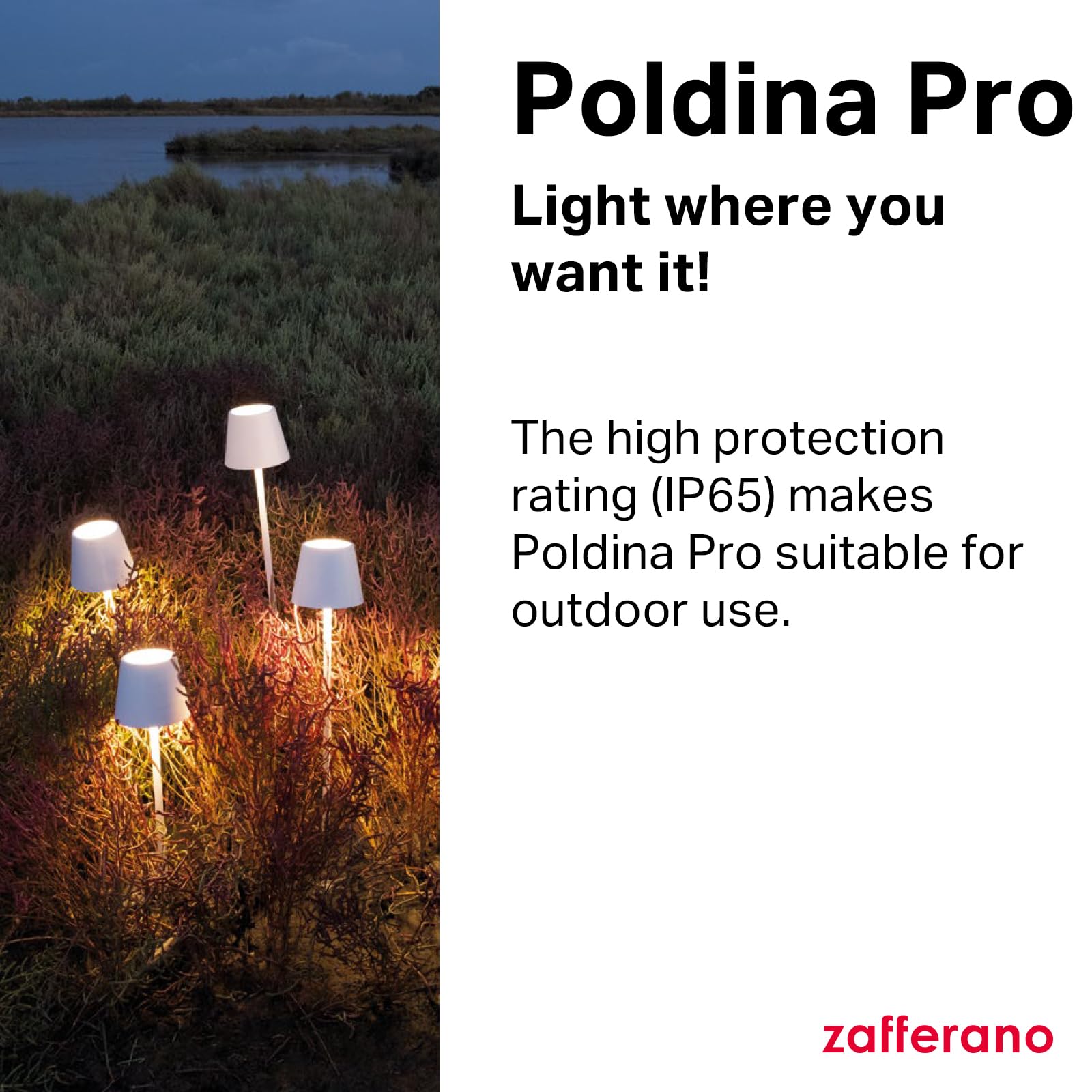 Zafferano Poldina Pro Rechargeable Table Lamp - Cordless, Touch Control, Sand Color, 14.9&quot;