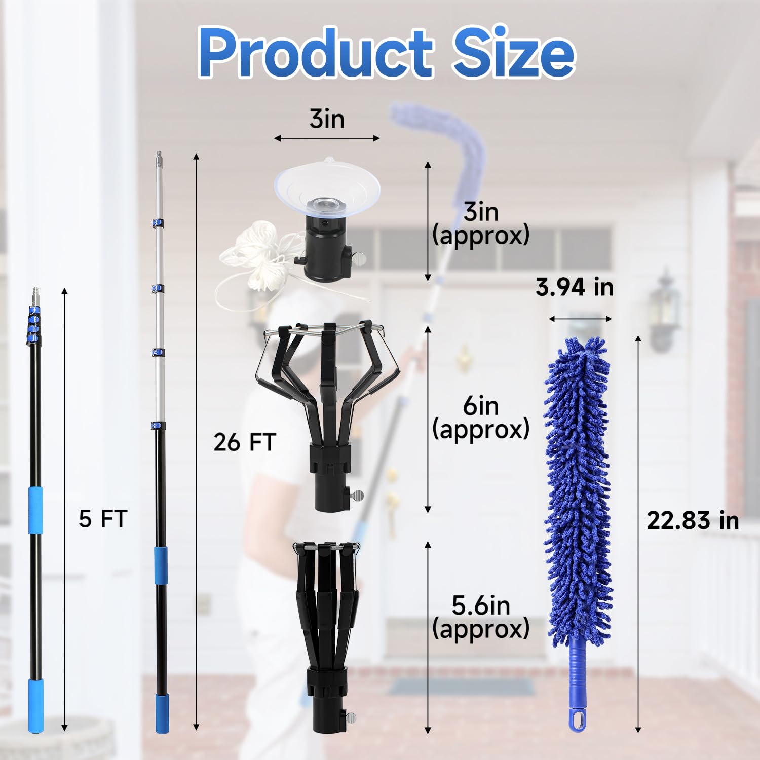 Thmxit 26Ft Telescopic Light Bulb Changer For High Ceilings With Extension Pole, 5-20Ft Light Bulb Extension Pole Changer With B