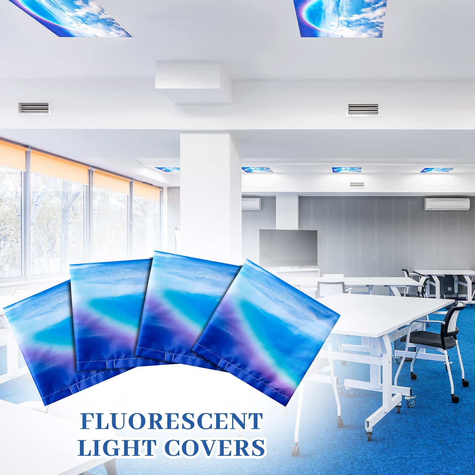 Patelai Fluorescent Light Cover with 10 Magnets, 4 x 2 Feet, Rainbow-themed, Model PT-Patelai-3153