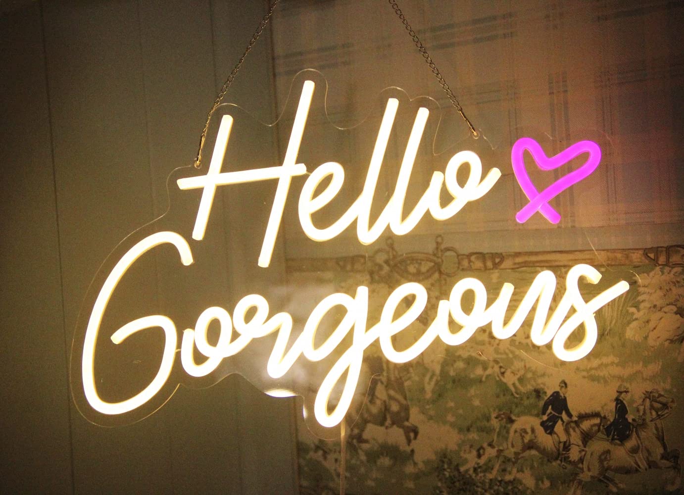 DAKABUKA Neon Sign - Hello Gorgeous Warm White LED Lights for Home, Wedding, Birthday, 16.5x10.6 inches