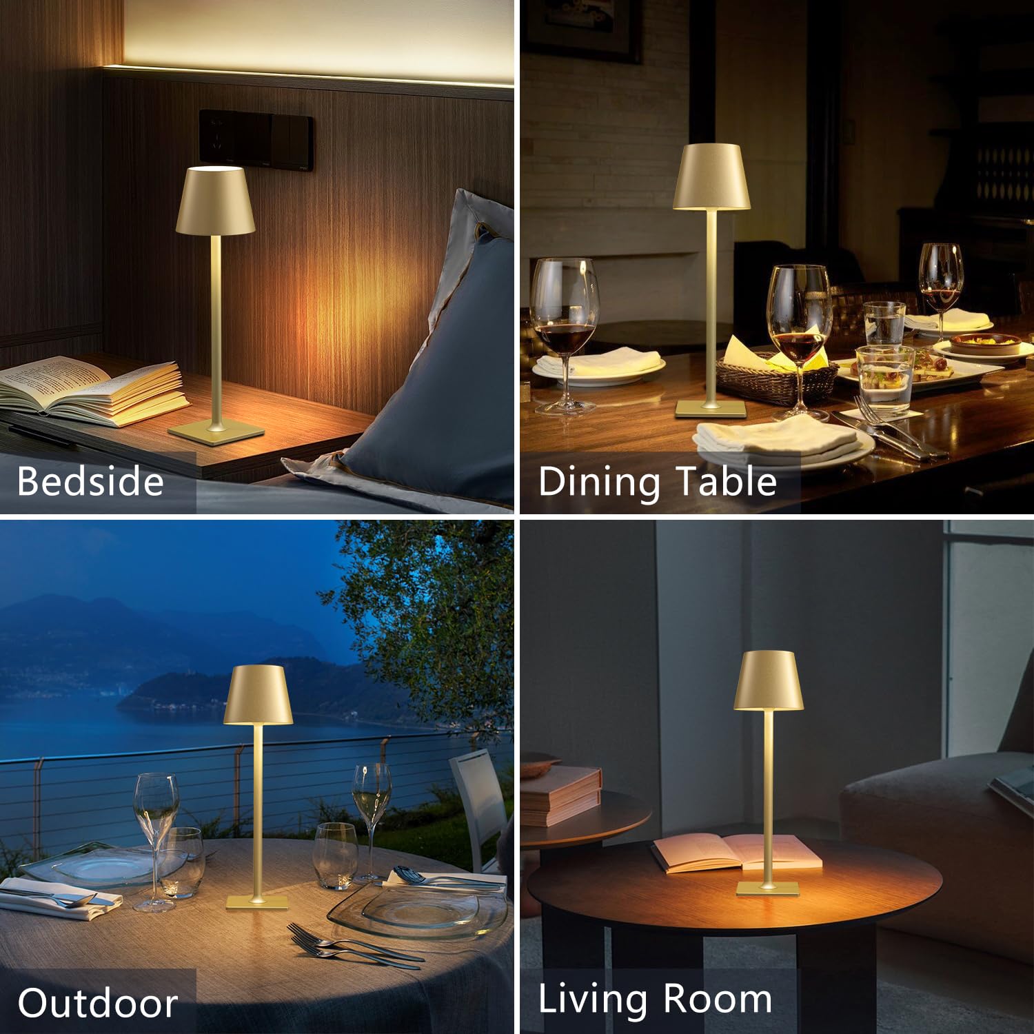 Fizrice 2 Pack Rechargeable Table Lamps Cordless Lamp - 6000Mah Battery Operated Touch Lamp Outdoor Table Lights Waterproof Wire
