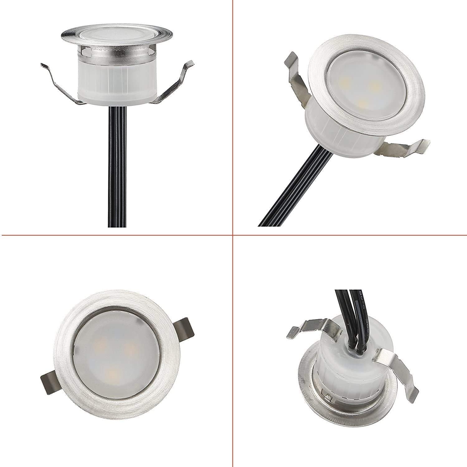 FVTLED LED Deck Lights Set, 30pcs Warm White Stainless Steel Recessed In-ground Lighting for Outdoor Garden Pathway, Model D30