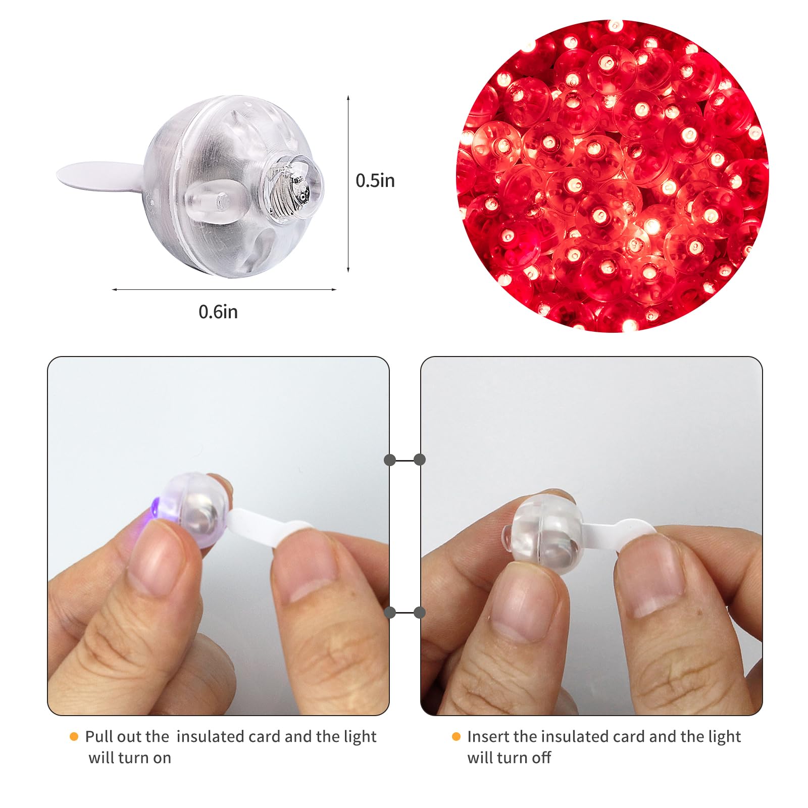 Aogist Red Balloon Lights, 100pcs Battery Powered LED Ball Lamps, Waterproof, Model 2, Normal Size