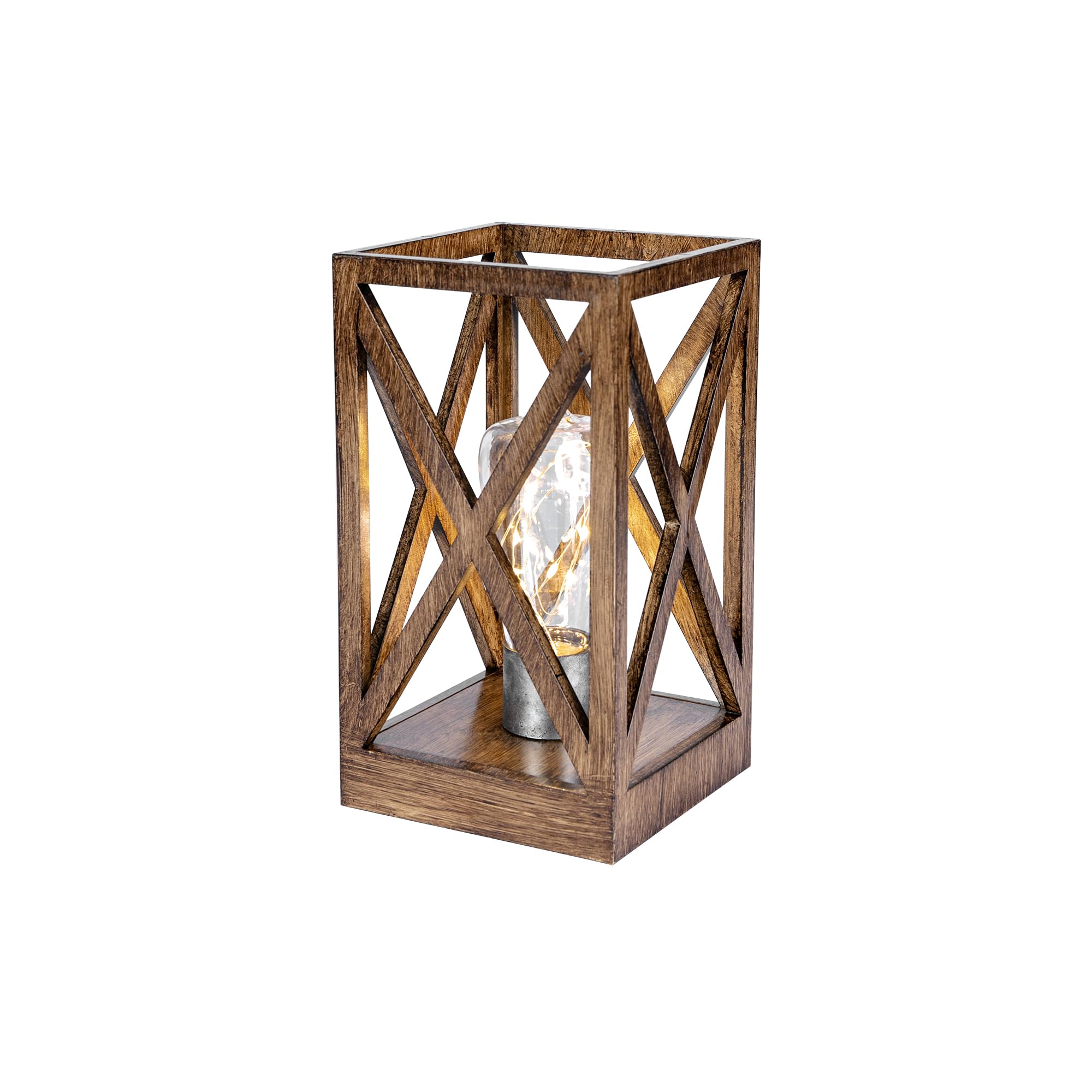 WINGBO Retro Battery Powered Table Lamp, Portable Cordless Design, Faded Brown Finish, 1pc, Indoor/Outdoor Use