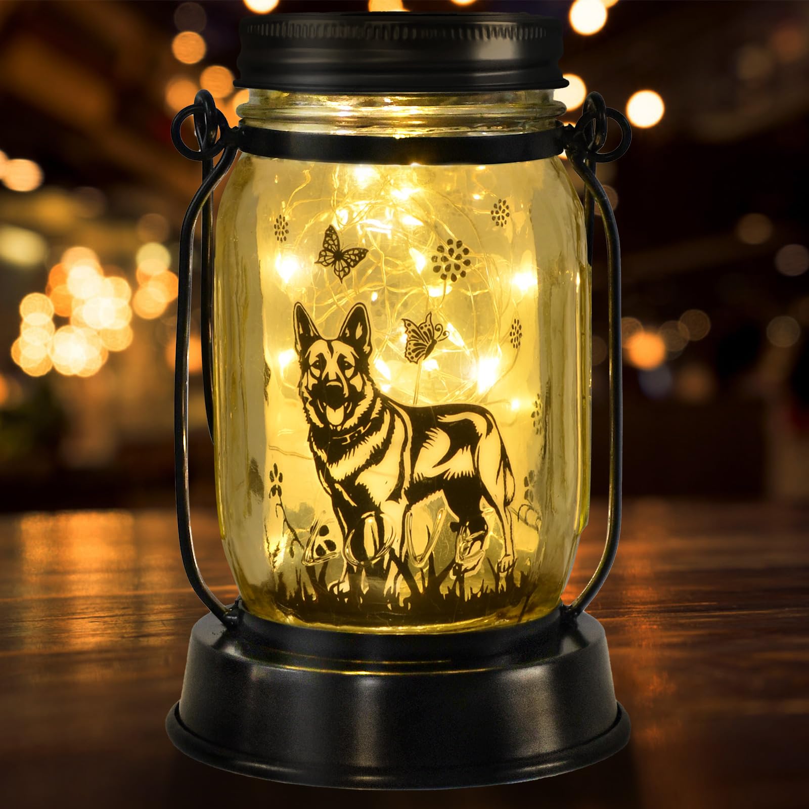 German Shepherd Gifts For Women/Men, German Shepherd Solar Lanterns Dog Mom Birthday, Dog Lovers Lantern, Pet Loss Pet Memorial