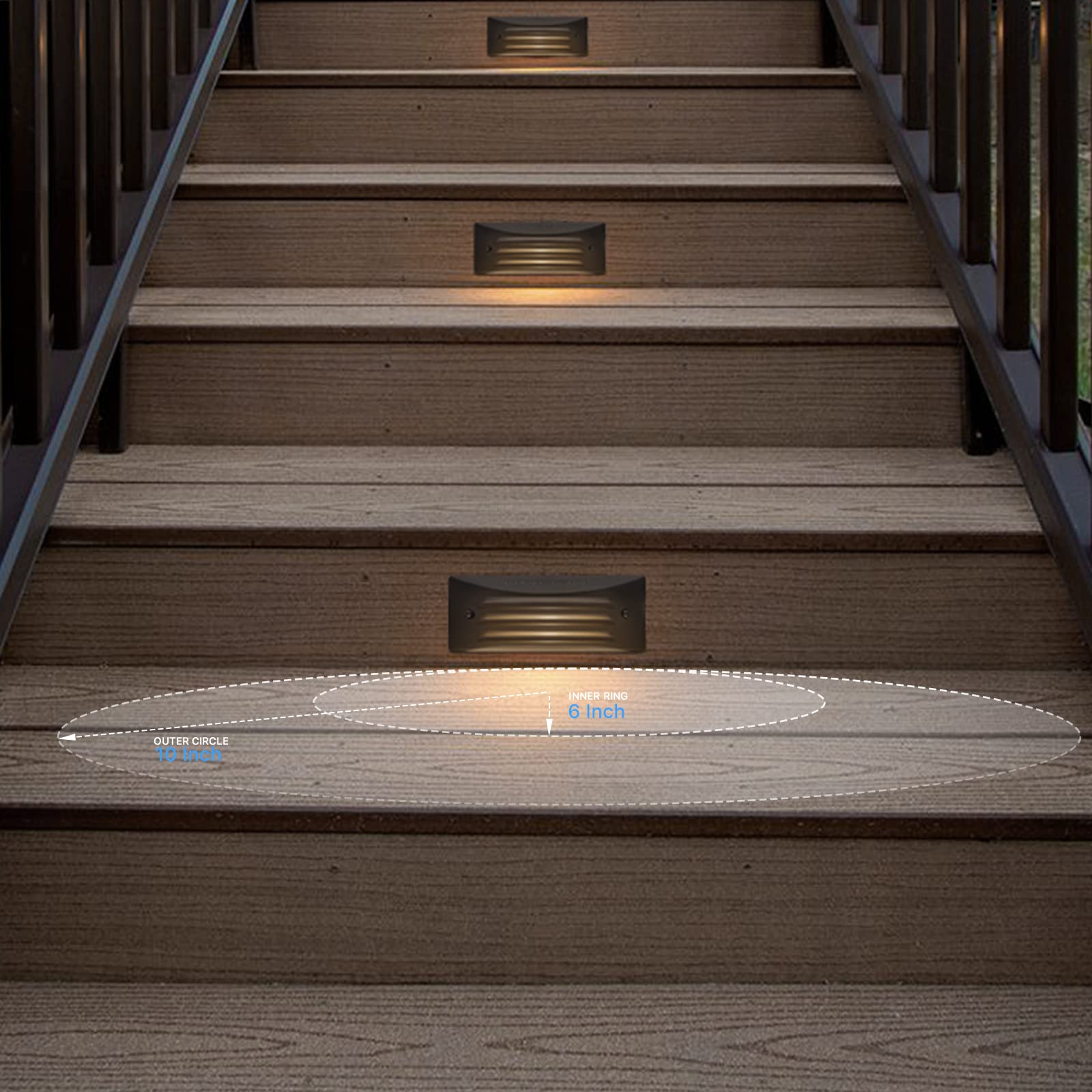 GOODSMANN Low Voltage Step Light Outdoor 12V AC 1.2W LED Deck Light, 3000K Warm White, Aluminum, Black, 1 Pack, Model f46f44