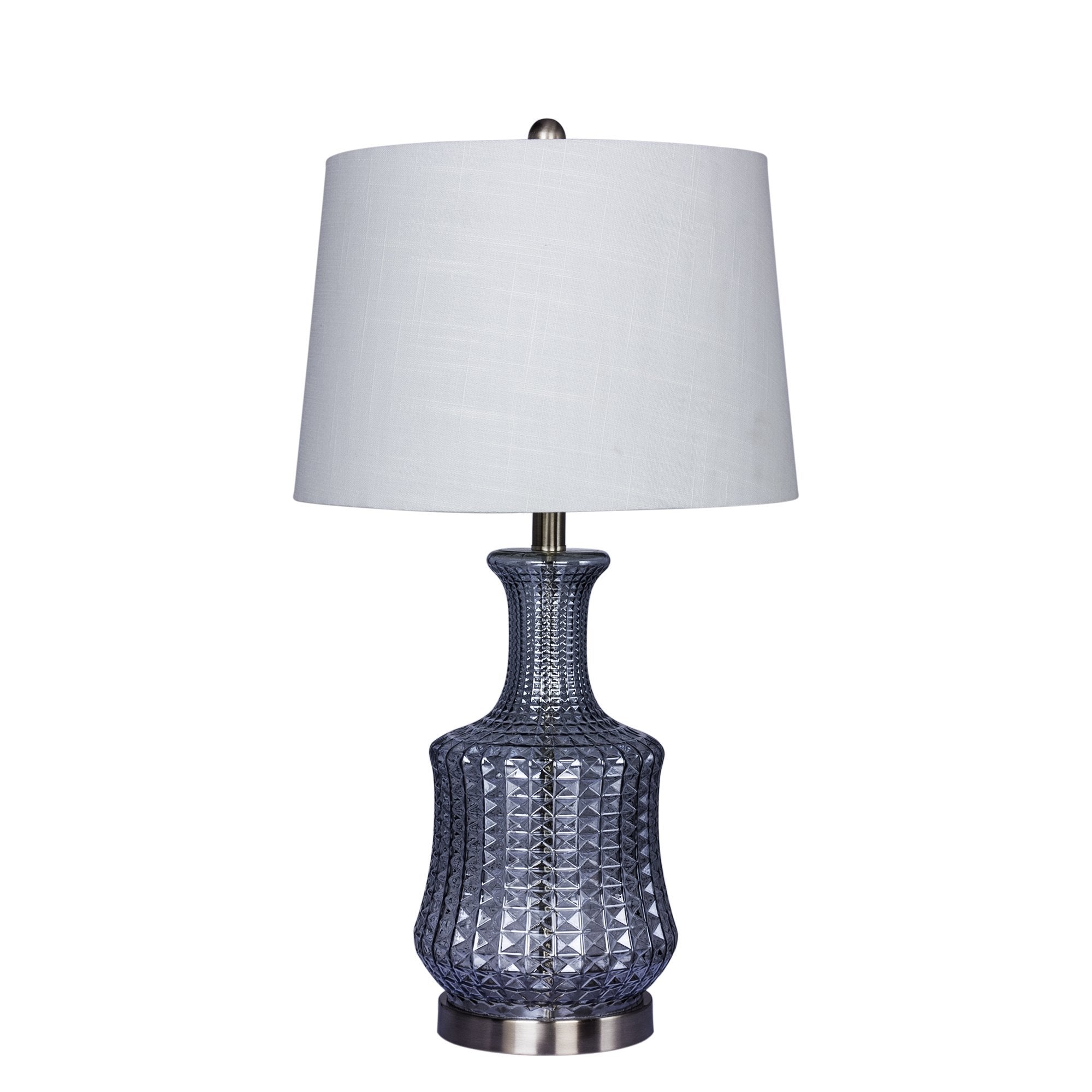 Martin Tools W-5156LB Table Lamp, 27.5in, Light Blue & Brushed Steel, Glass