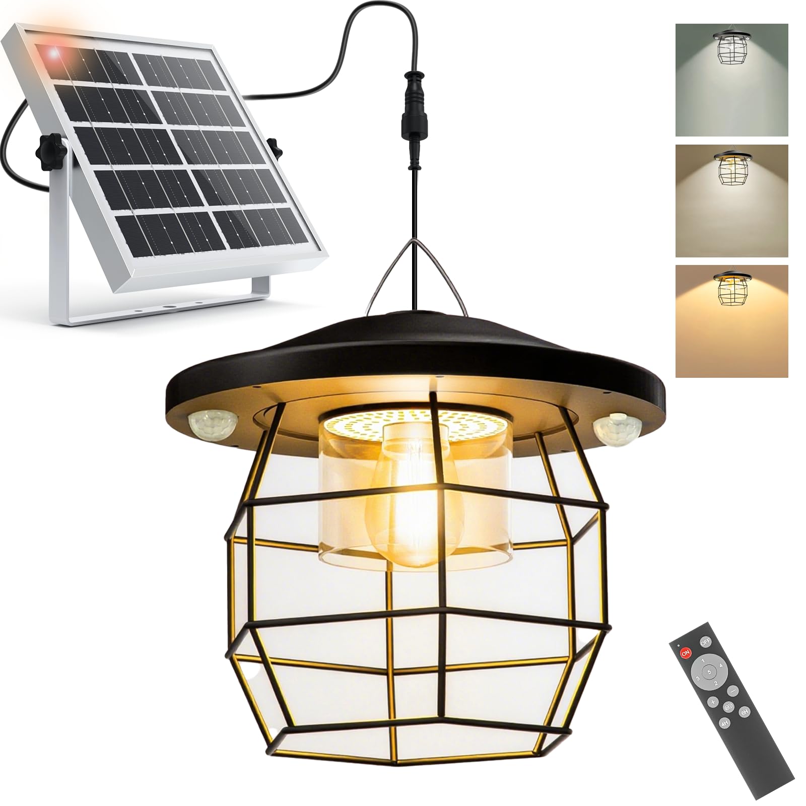 Icofru Solar Shed Light  Motion Sensor Pendant Lights Indoor&Outdoor With 5 Lighting Modes  Solar Gazebo Light Brightness And Color Adjustable For Gazebo Patio Garden Yard Barn Chicken Coop