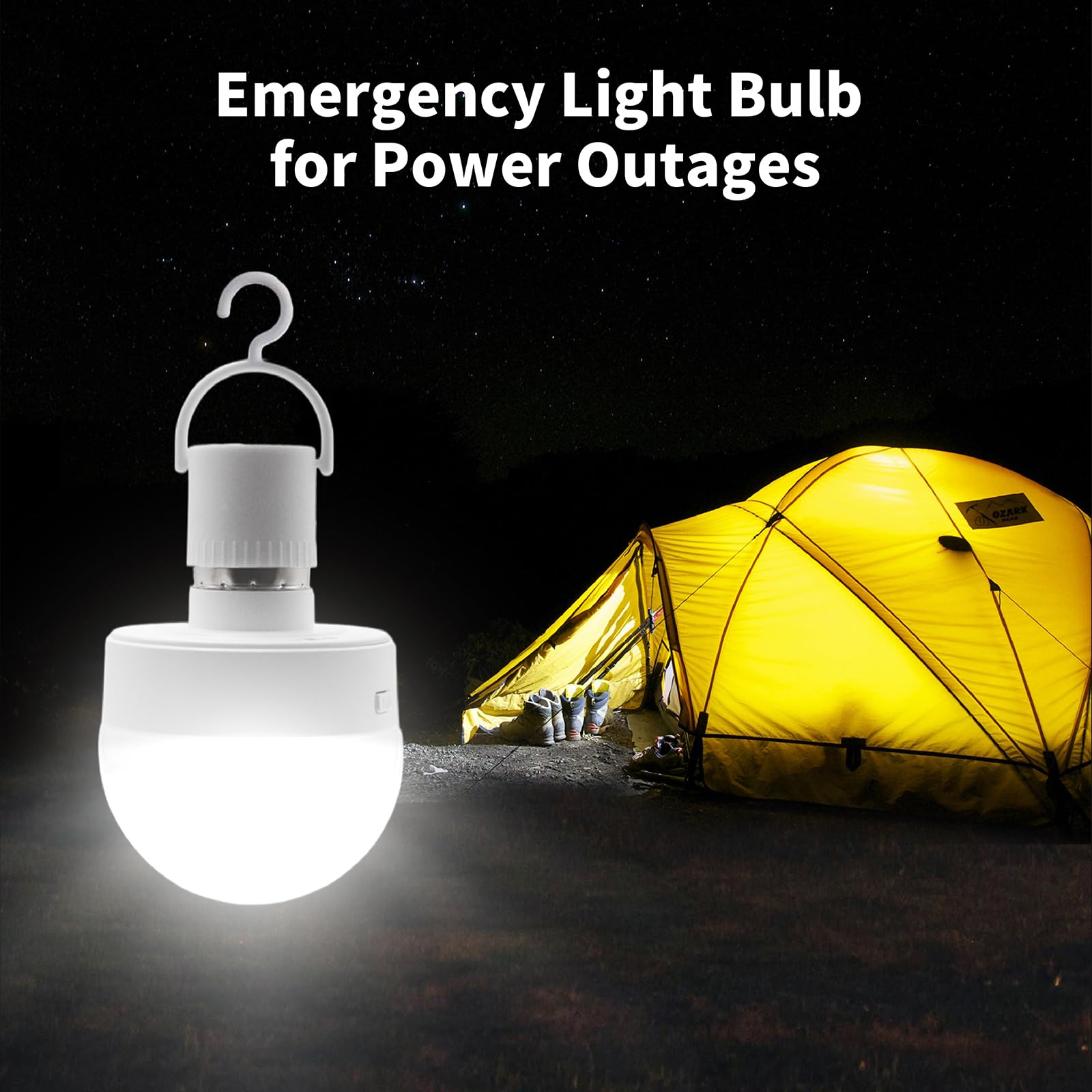 HISTAR Rechargeable Tent Lights with Remote, Dimmable E26 Light Bulbs, 2000mAh, 3 Color Temperatures, White, Model T069-2