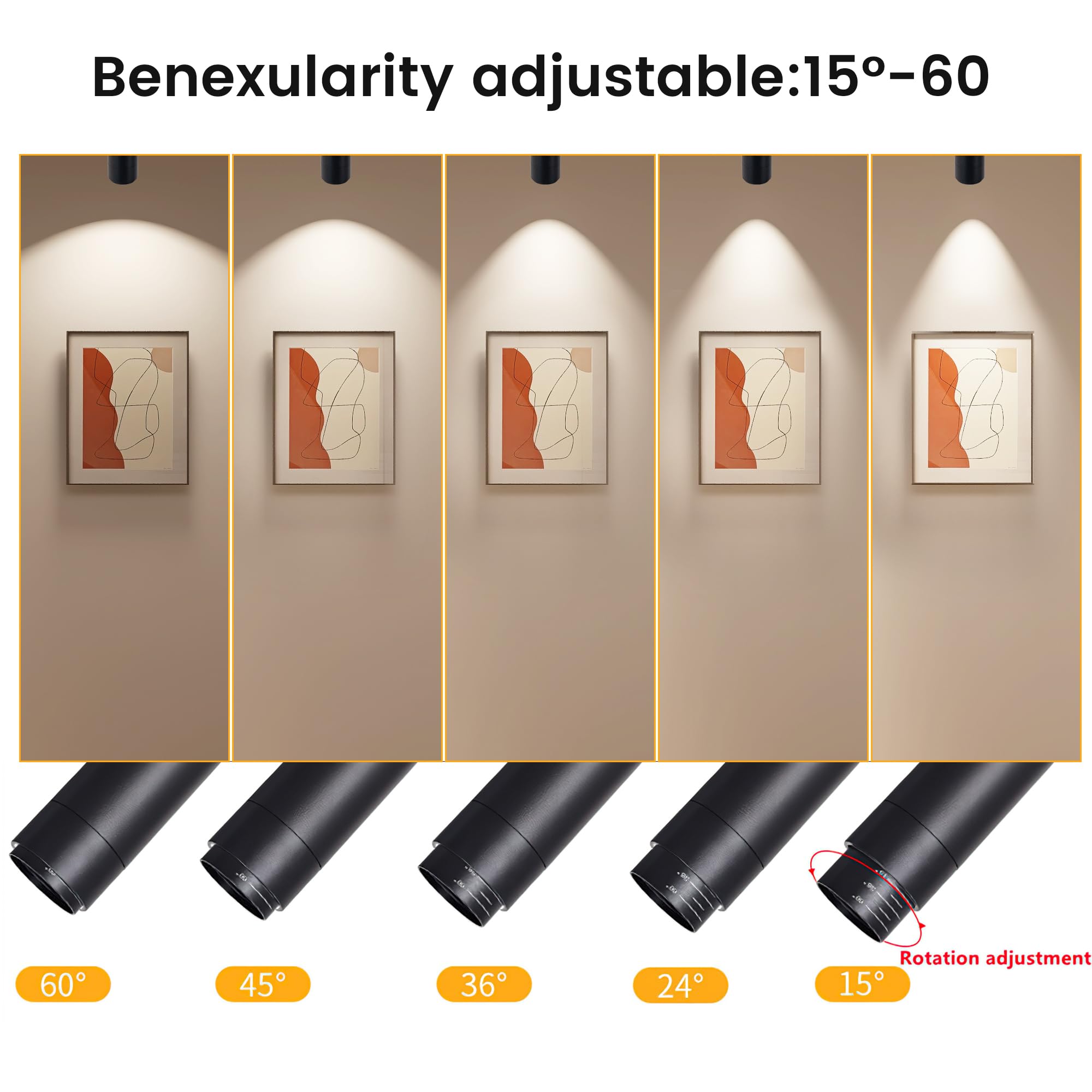 Ajbvp 5Cct Led Ceiling Spotlight 12W Dimmable Spotlight Ceiling Light Directional Lighting,Zoomable15/24/36/45/60,2700K/3000K/35