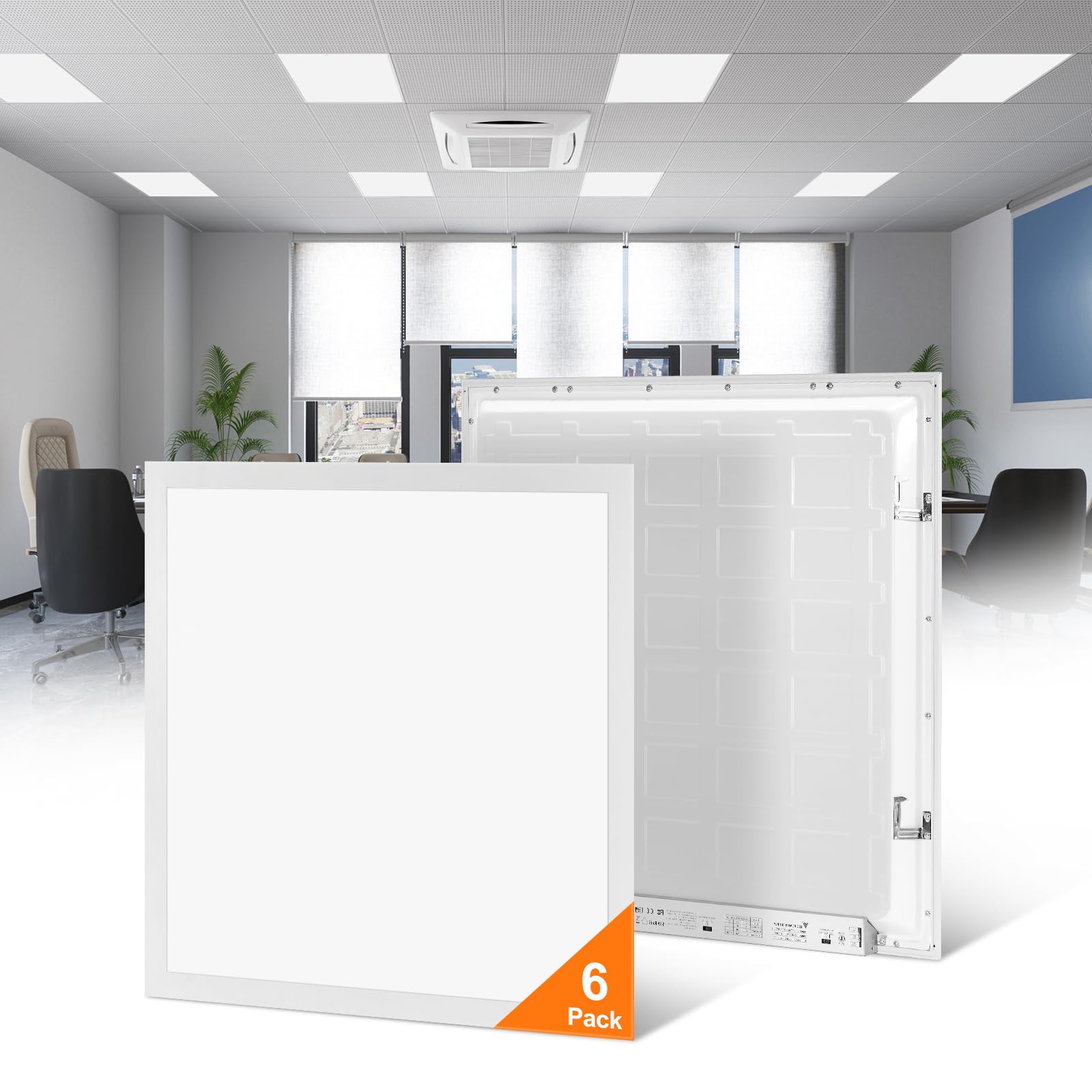 Comiled 6 Pack 2x2 LED Panel Lights for Drop Ceiling  0-10V Dimmable  20/30/40W Selectable  3000K/4000K/5000K Switchable  120-277V  ETL Listed