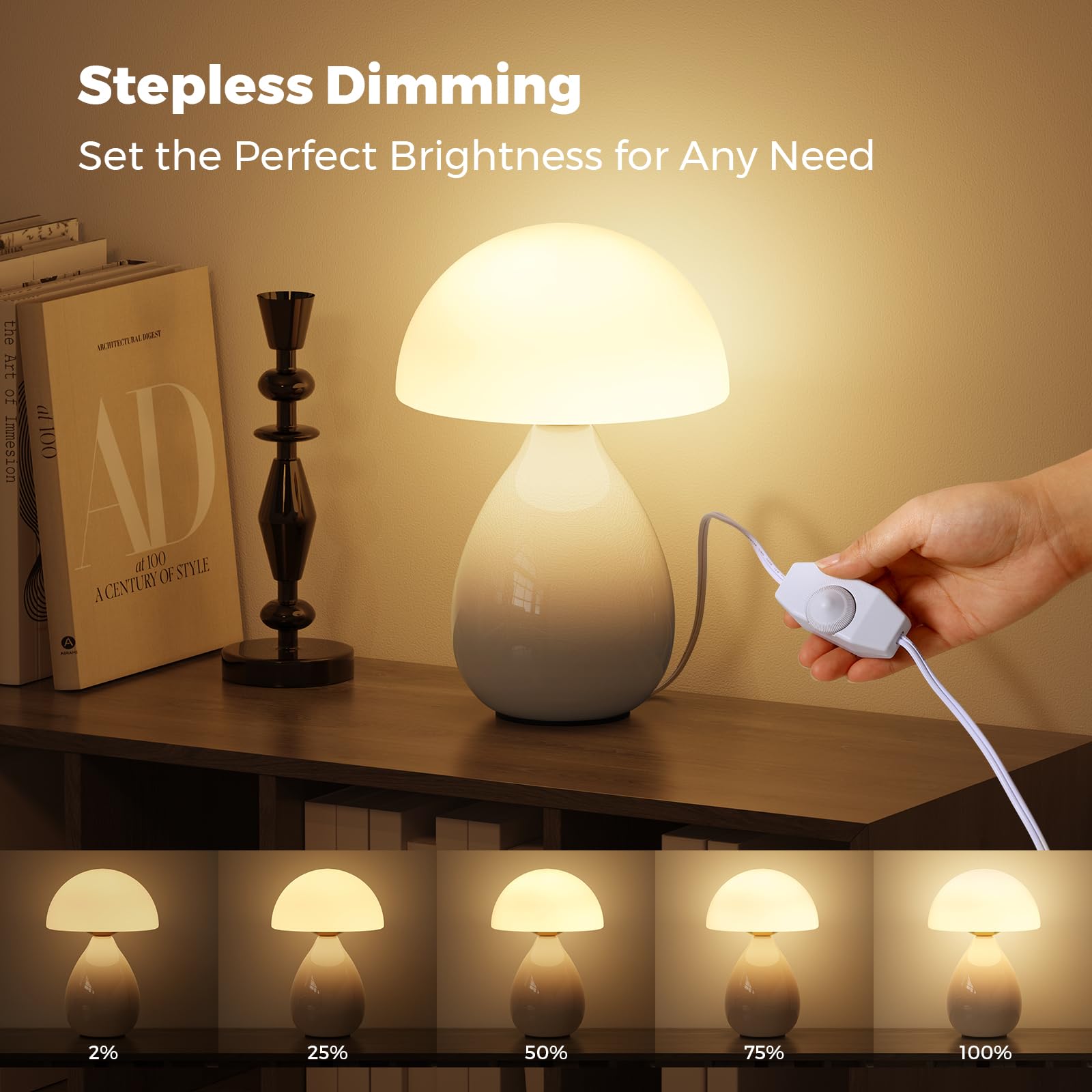 Mushroom Lamp  Vintage Small Table Lamp For Bedroom  Ice   Ceramic Led Night Light For Kids  Mid Century Modern Bedside Lamp For Nightstand  Living Room  Home Decor Gift Ideas For Women  Ivory