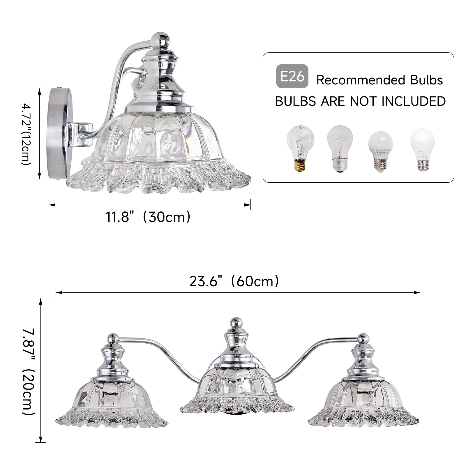 Xiedun Chrome Vanity Light 3 Light Bathroom Lights Vanity Lights For Bathroom Bathroom Light Fixtures